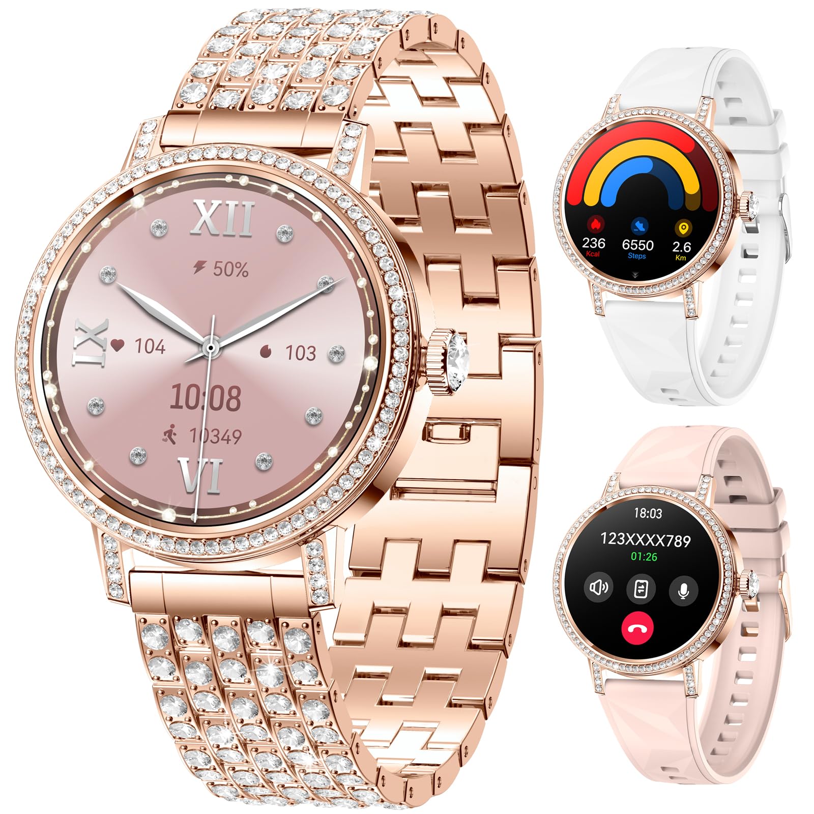 Mingdaln Diamond Smart Watch Gold