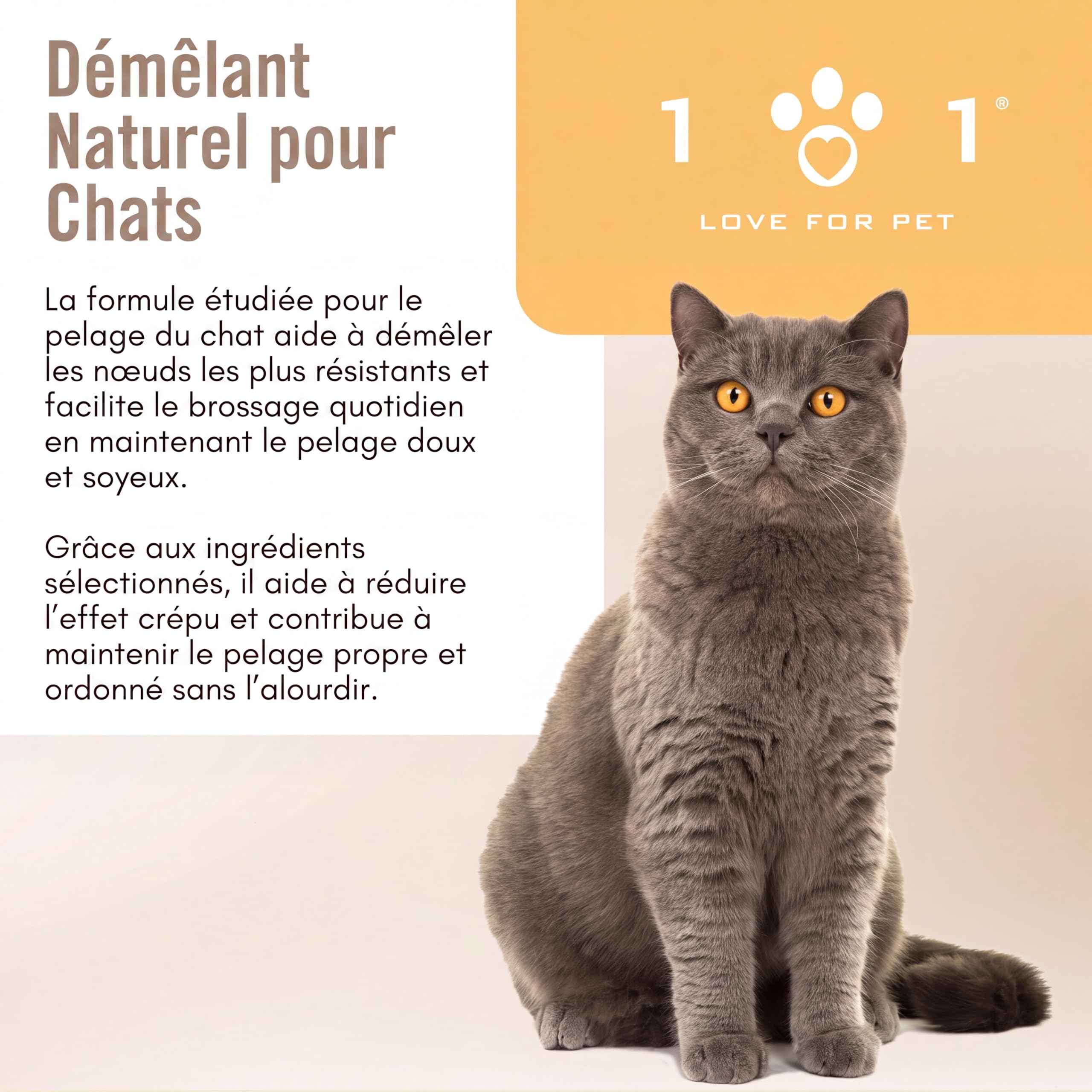 Linea 101 Spray Demelant Chat Poils Longs Naturel 250 ML Démêlant Chat Poils Longs Parfum Chats Délicat Soin Vegan pour Poil Doux et Brillant sans Rinçage Tous Types de Pelage