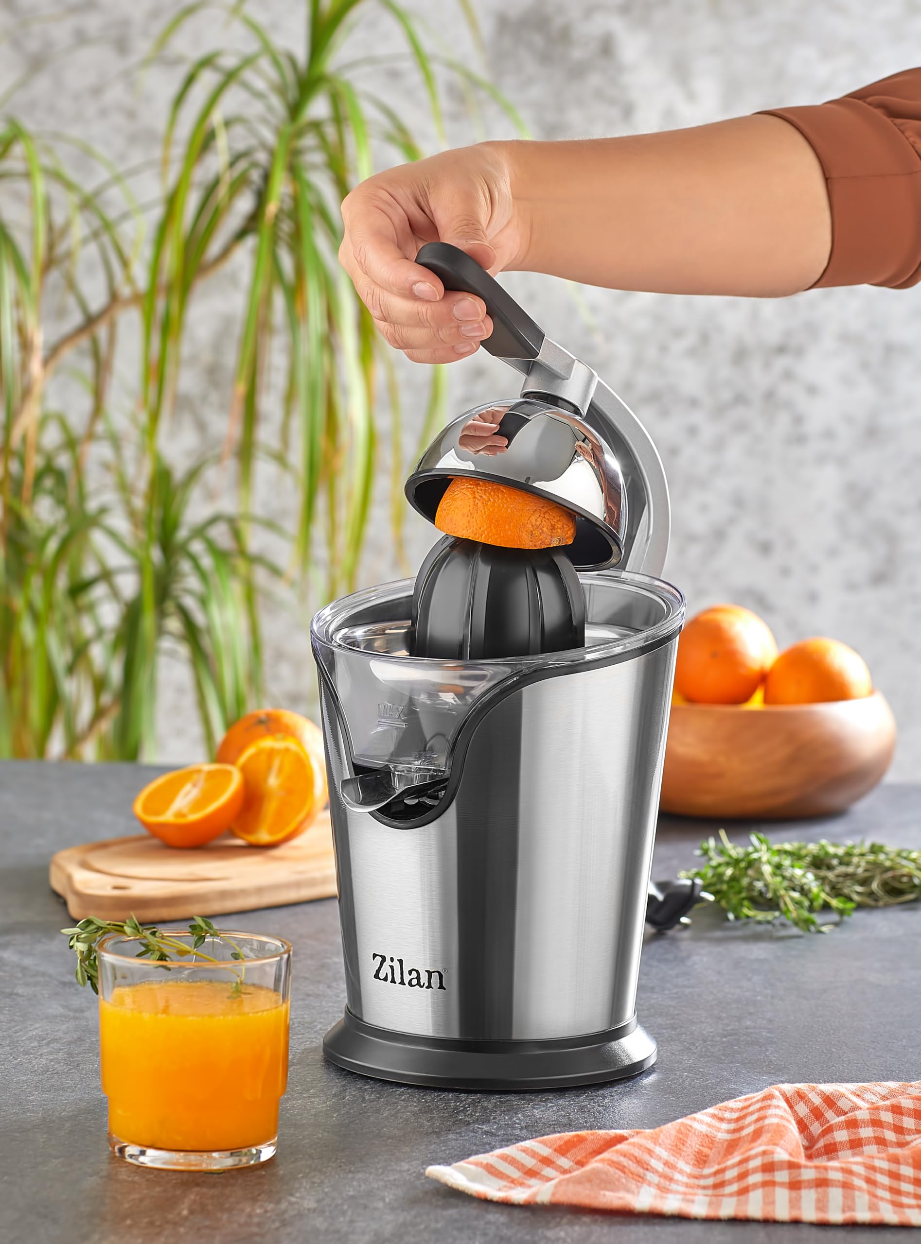 Zilan,Exprimidor de Cítricos I Potente Palanca Elevadora I 1 Lt I Sistema Antigoteo I Dos Conos I Sin BPA I Dispositivo Silencioso I 2 Configuraciones de Velocidad I 500W