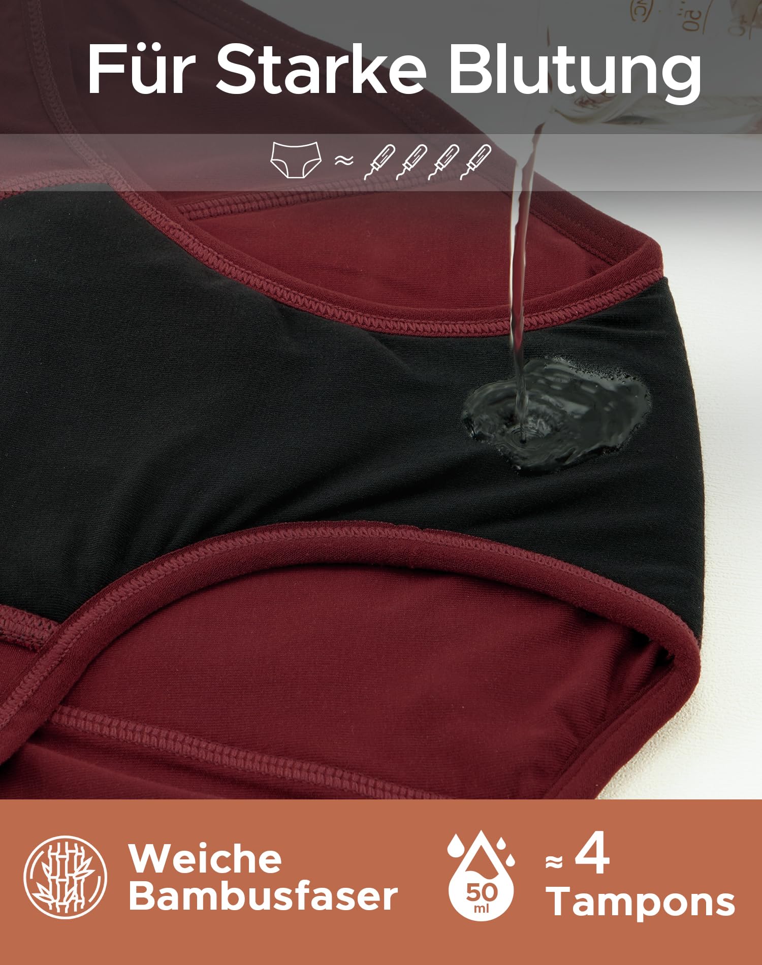 INNERSY Mutande Mestruali Donna Flusso Abbondante Vita Alta bambù Slip Post Parto Pacco da 3