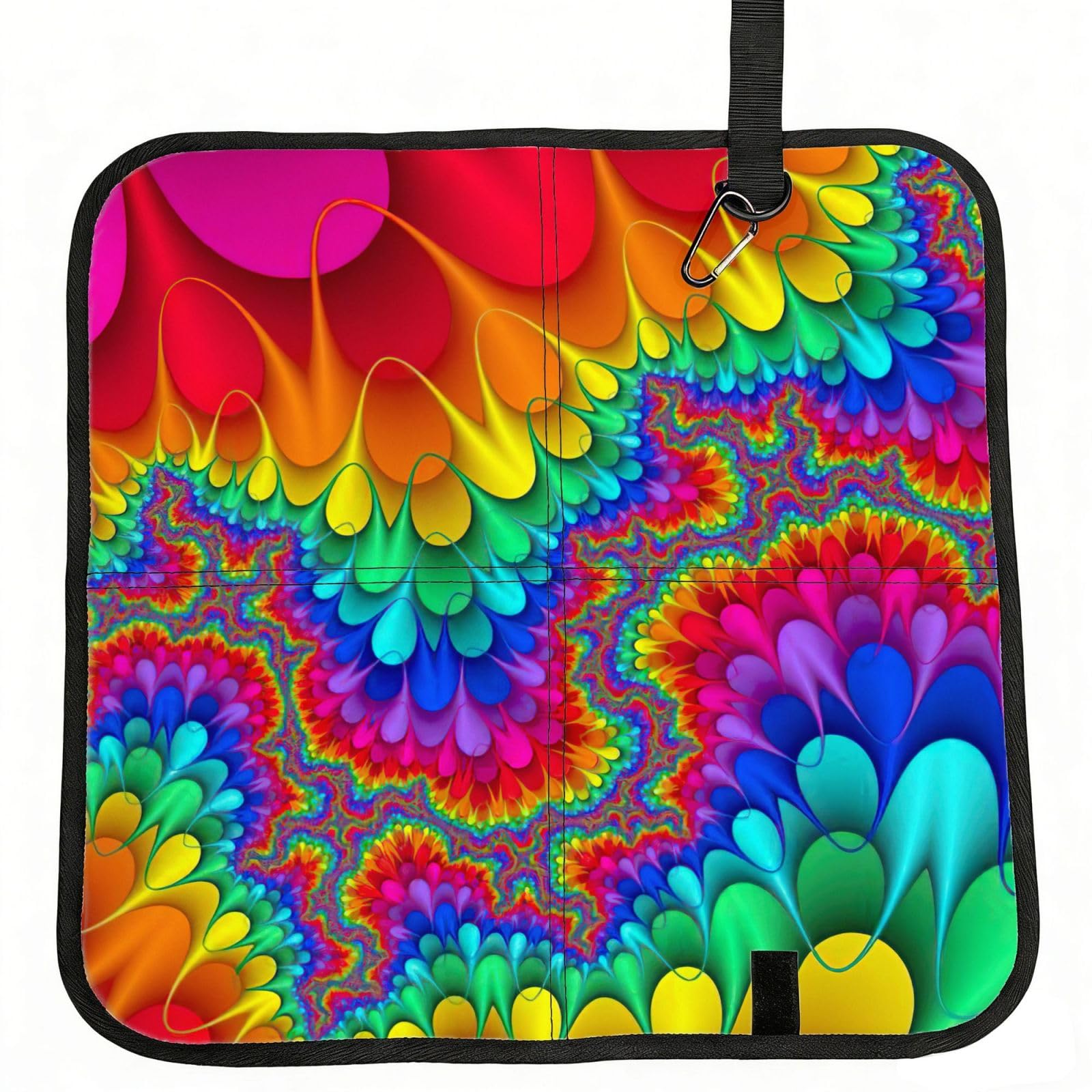bghdfa Rainbow Tie Dye-Red Print Outdoor Sitting Mat Waterproof Oxford Cloth Seat Cushion Folding Foam Camping Seat For Picnic