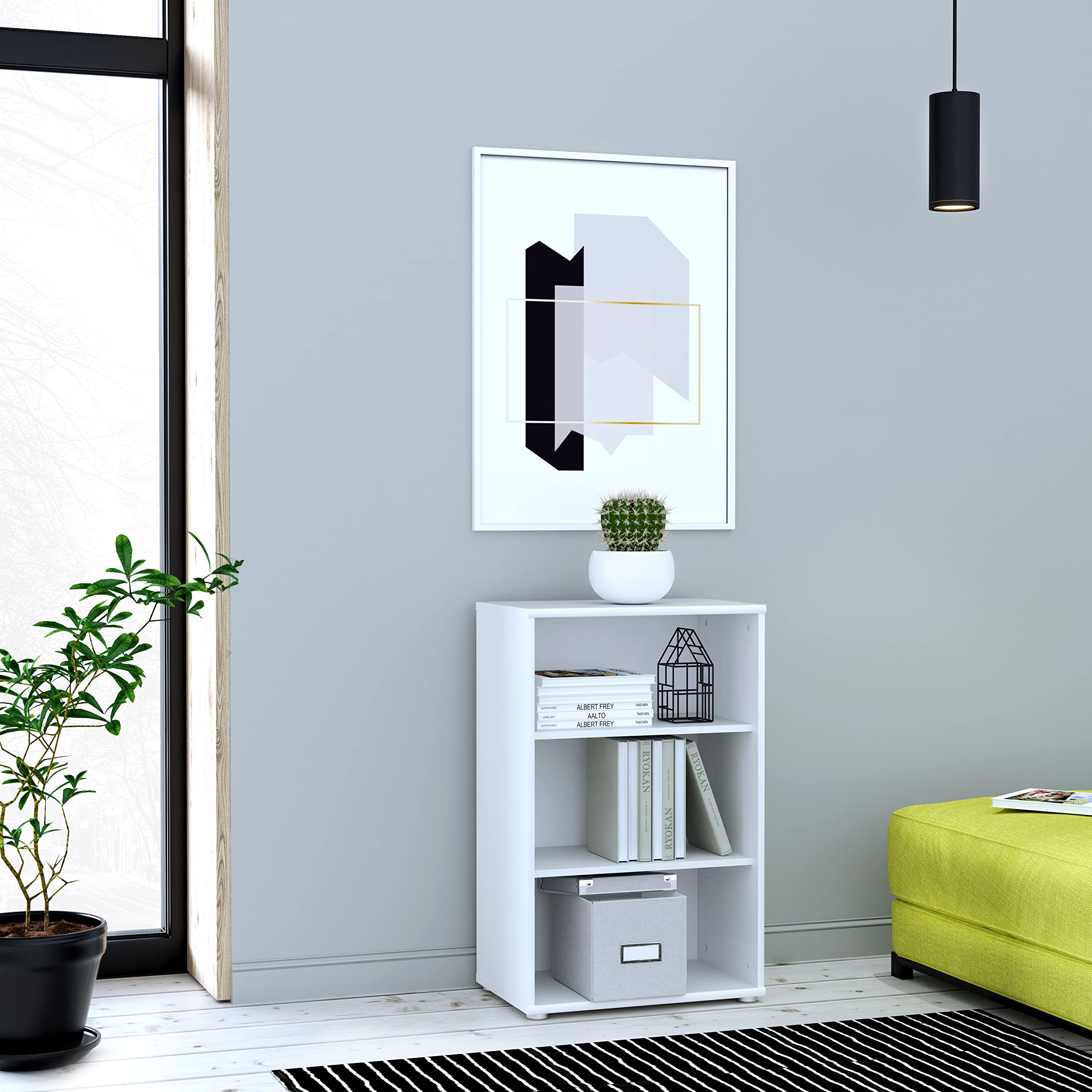 Forte TEMPRA 2 Modernes Bücherregal, 54 x 85,5 x 34,8 cm, Weiß