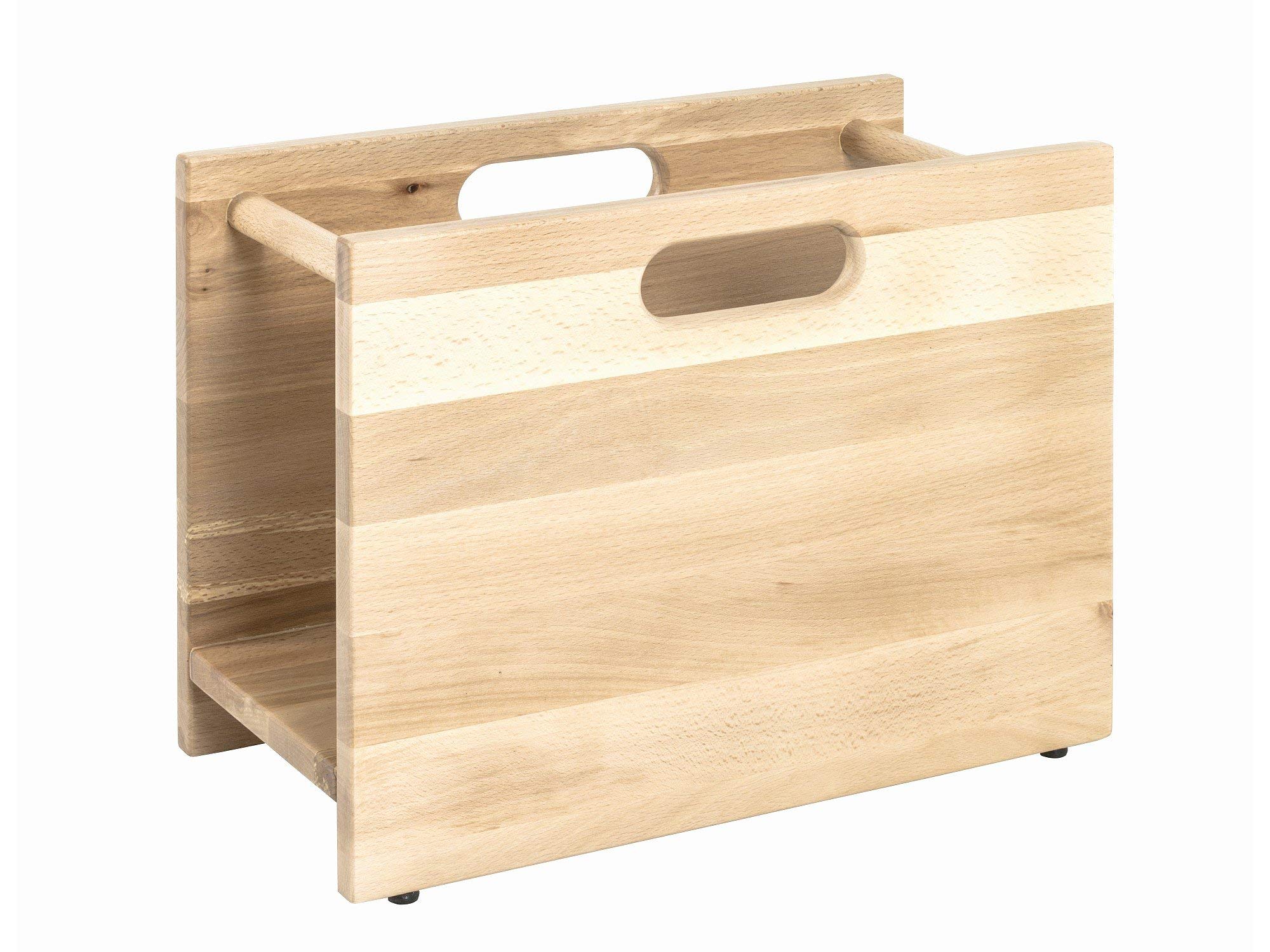 HAKU Zeitungsablage Holz Zeitungsständer Zeitschriftenkorb buche gedämpft, Massivholz - Maße: B 40 x H 30 x T 21 cm, Style: Modern