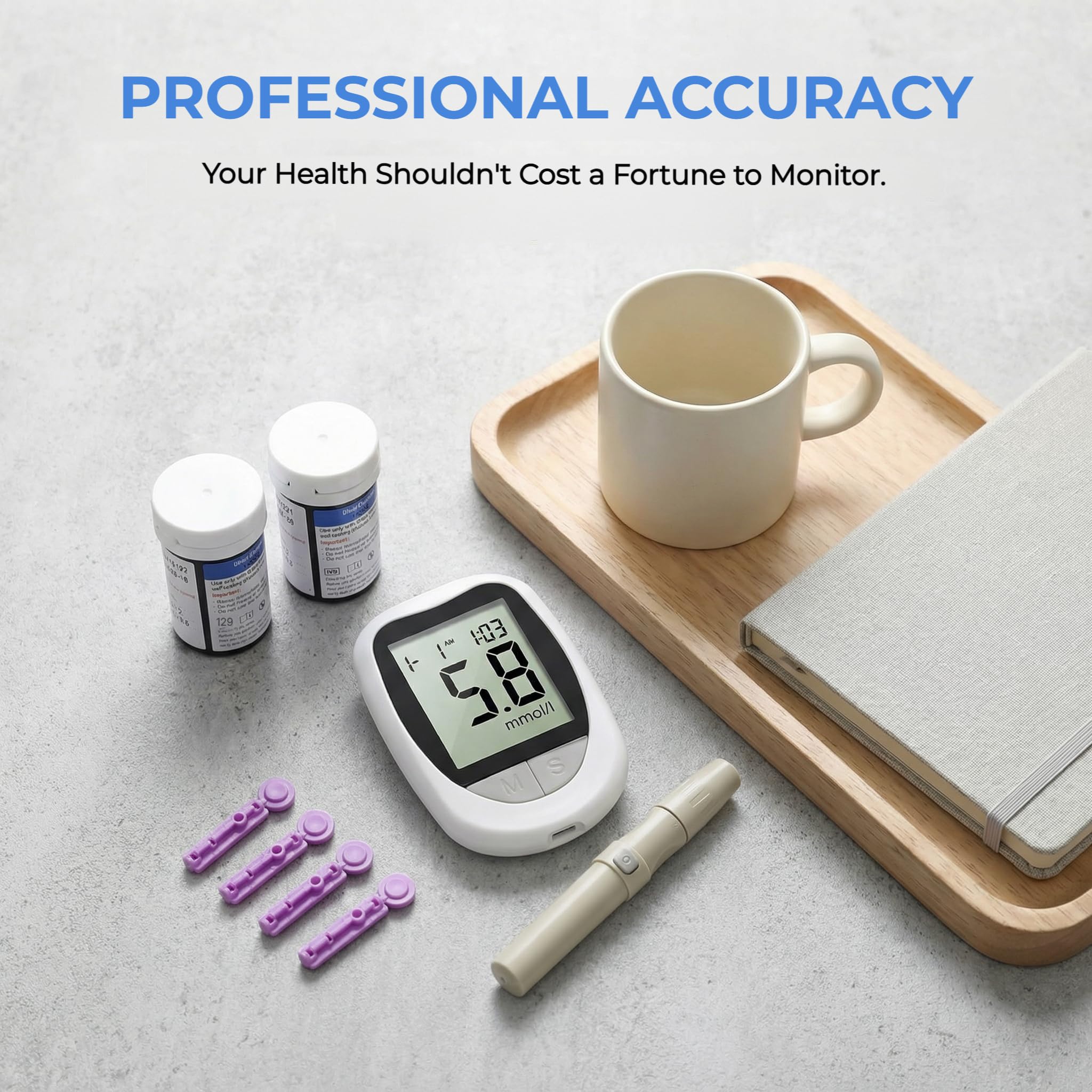 Blood Glucose Monitor Landing Device Kit with 100 Strips & 100 Lancets, Proudly Canadian Accurate Blood Sugar Meter Testing System, Carrying Case & Sealed Sterile Packaging for Medical Use — view 8