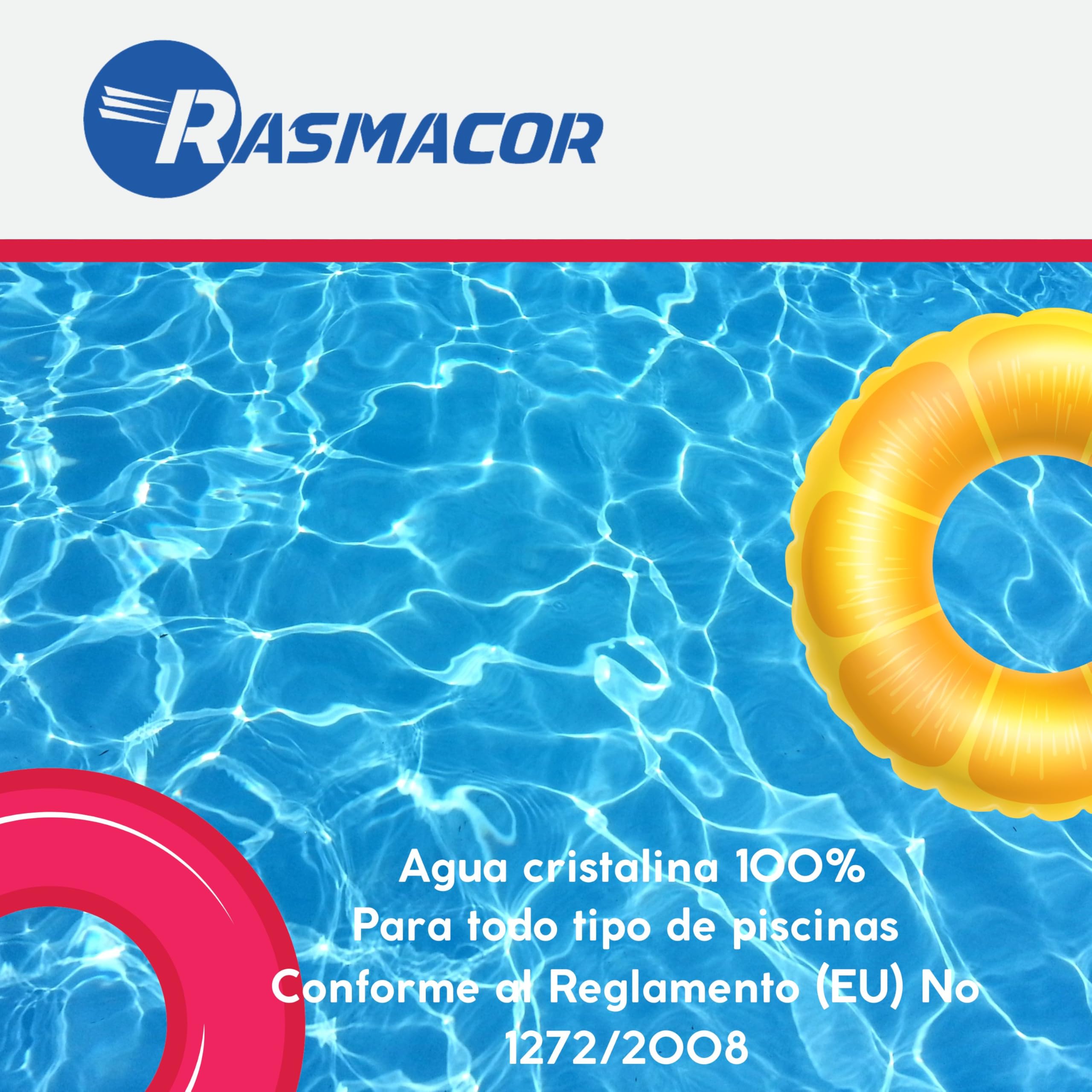 RASMACOR | Floculant Pool Cartouches 8 x 125g pour systèmes de Filtration Sable & Verre 1Kg | 11390 | Clarificateur pour eaux Troubles | Eau cristalline | Accessoires de Piscine | Fabr. Europe