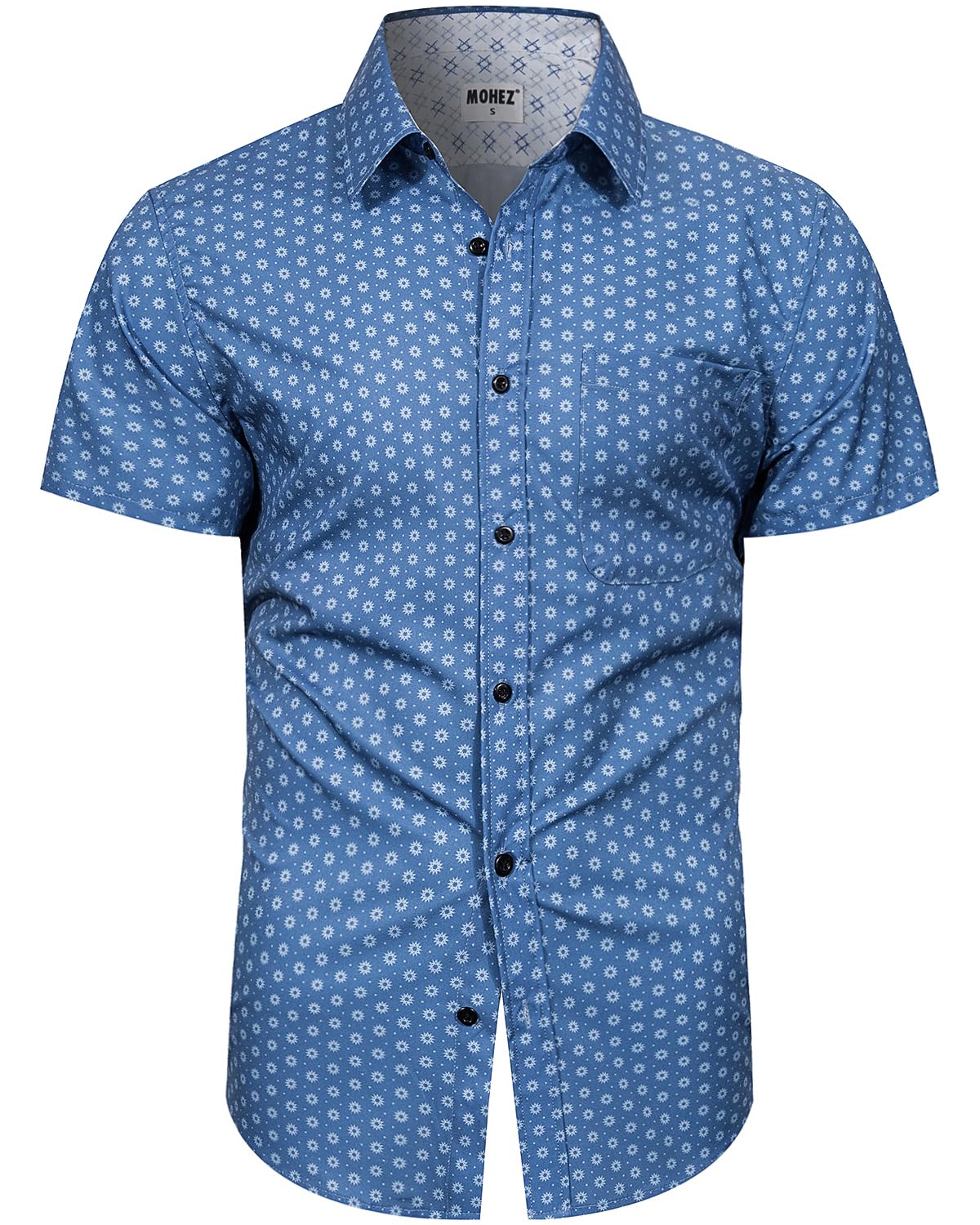 Men's Short Sleeve Button Down Shirts Business Untucked Dress Shirts for Summer with Pocket