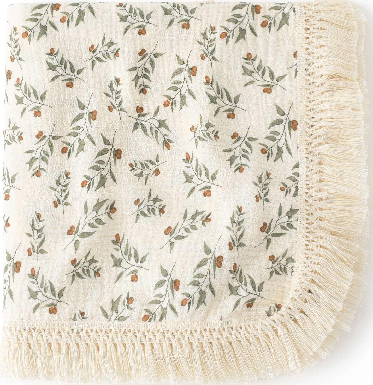 CHUNGEL Cotton Baby Muslin Tassles 40"x 47", Baby Receiving