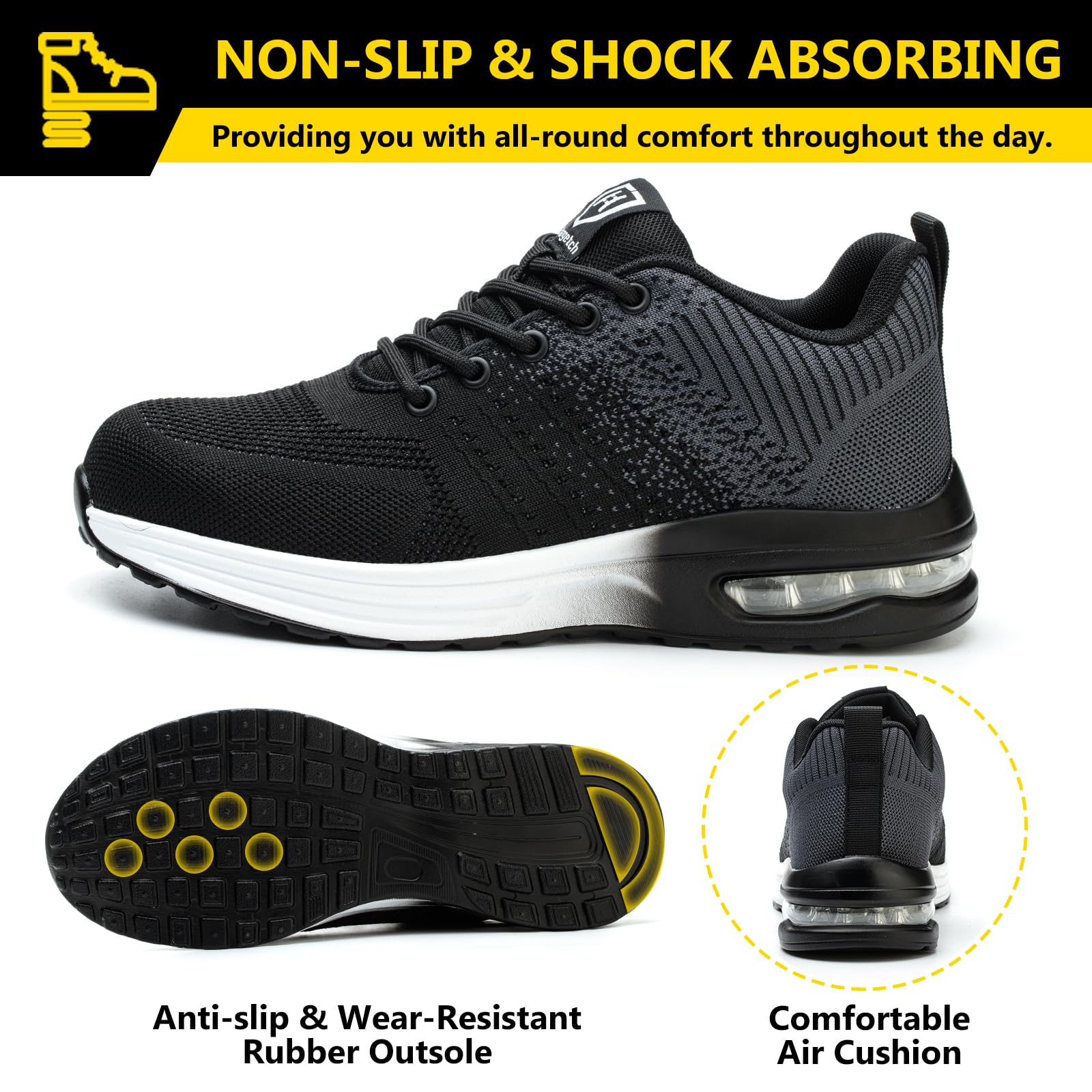 Baofular Scarpe Antinfortunistiche Uomo Donna Leggere Scarpe da Lavoro Comode Scarpe Sicurezza Antiscivolo Traspiranti
