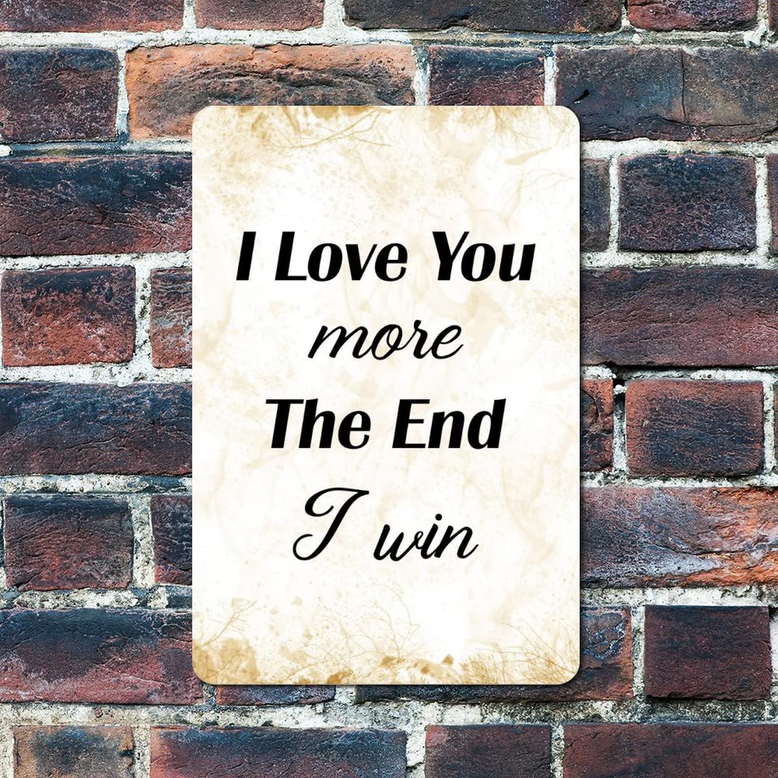 peiyeety Retro Metal Signs I Love You More The End I Win Metal Tin Sign Plaque Romantic Quotes Decorative Metal Poster for Home Man Cave Garage Kitchen Bar Cafe 12x8