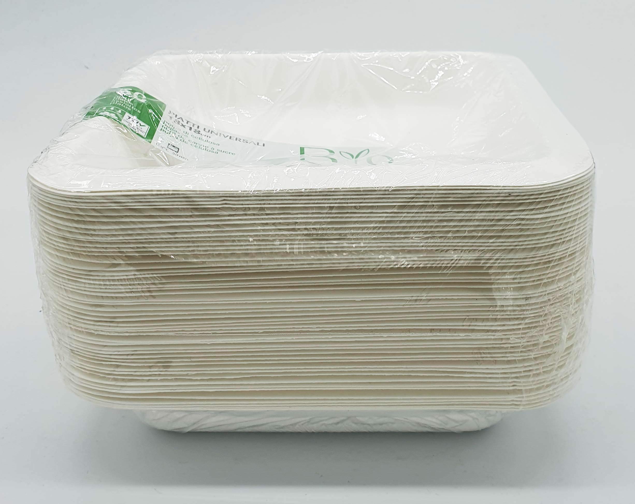 Generico Piatti Universale 600 ML 18 x18 h. 3 cm.16 gr. biodegradabile e compostabile Robusto microonde freezer Feste sagre Byò Piatto Unico (500)