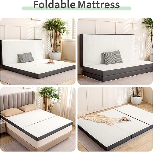 Miniatura 3 de MUUEGM Colchón plegable de espuma viscoelástica de tamaño individual, colchón plegable de 4 pulgadas para yoga, viajes, caravana, campamento,