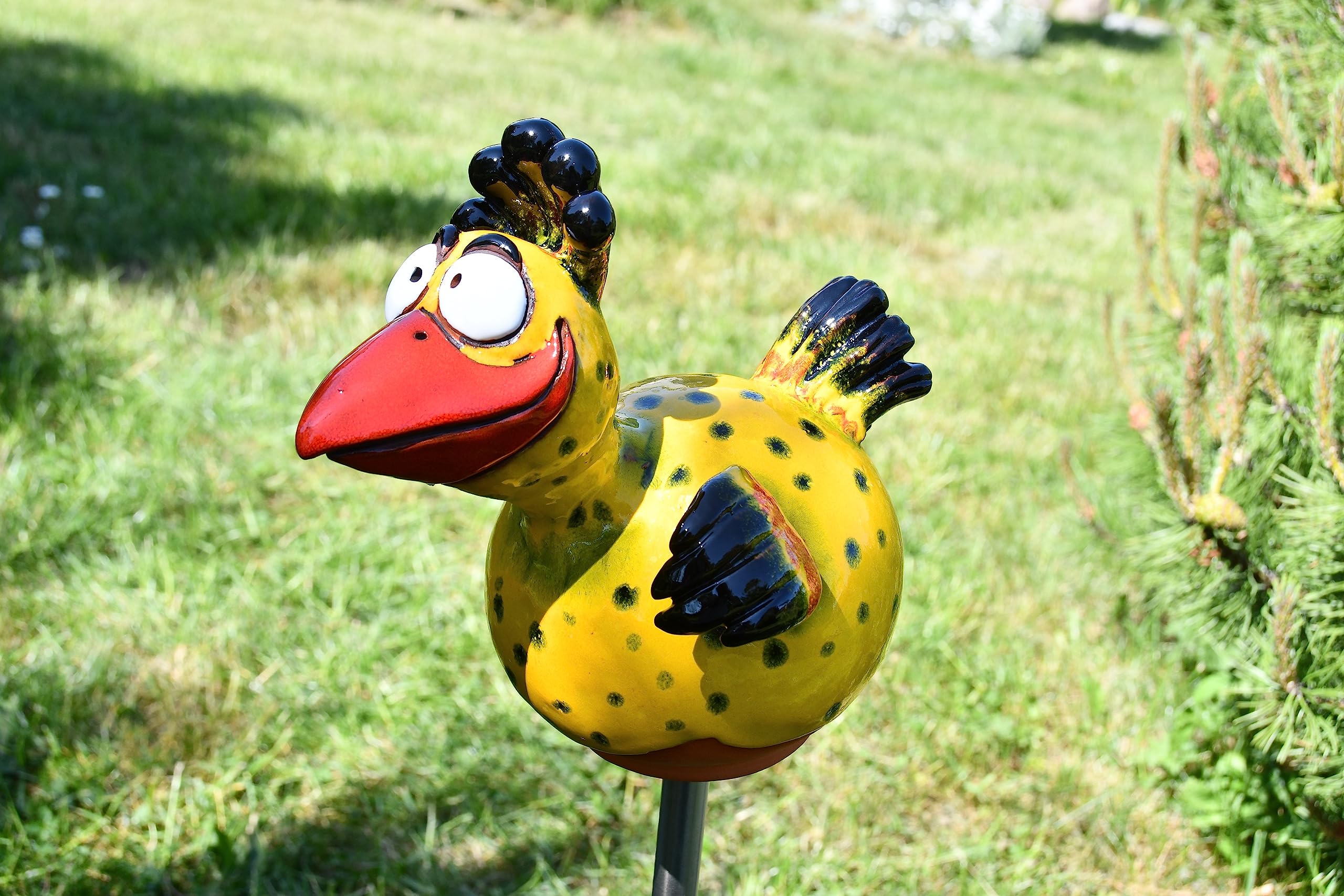 Gartenstecker Keramik Handgefertigt - Gartendeko für Draußen Wetterfest - Garten Deko Keramik - Gartenfiguren & Gartenstatuen - Vogel