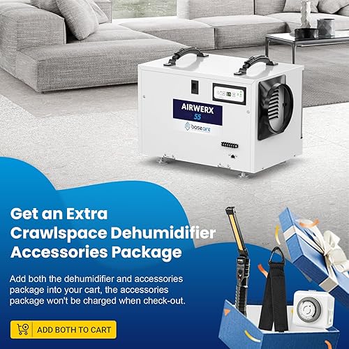 Miniatura 2 de Deshumidificador BaseAire Crawlspace, deshumidificadores comerciales de 113 pintas con manguera de drenaje para sótano de toda la casa, industria,