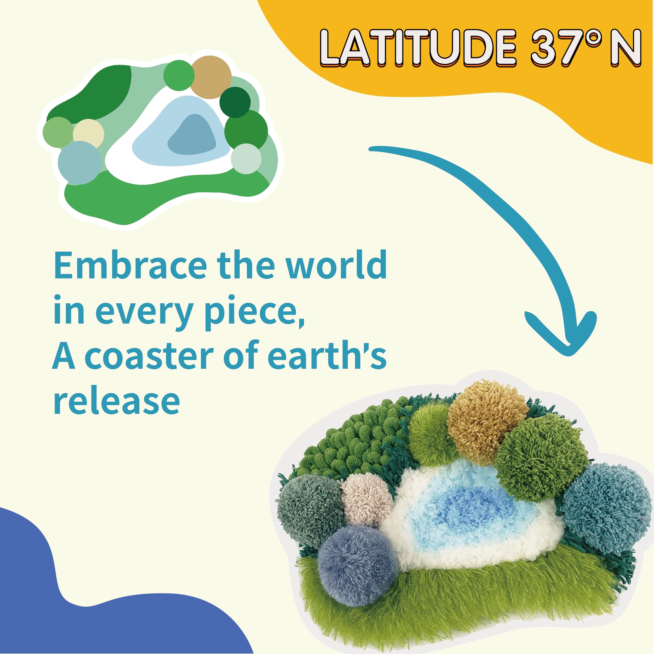 ChillFuzz Latch Hook Kits for Adults - Kids Crochet Kit for Beginners Arts and Craft Kit Moss Rug Coaster Green Latitude37N