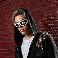 Vista 4 de Accesorios de disfraz de lentes de rapero, lentes de sol blancos, disfraz de hip hop de los años 2000, 90, 80, para hombres y mujeres, Halloween