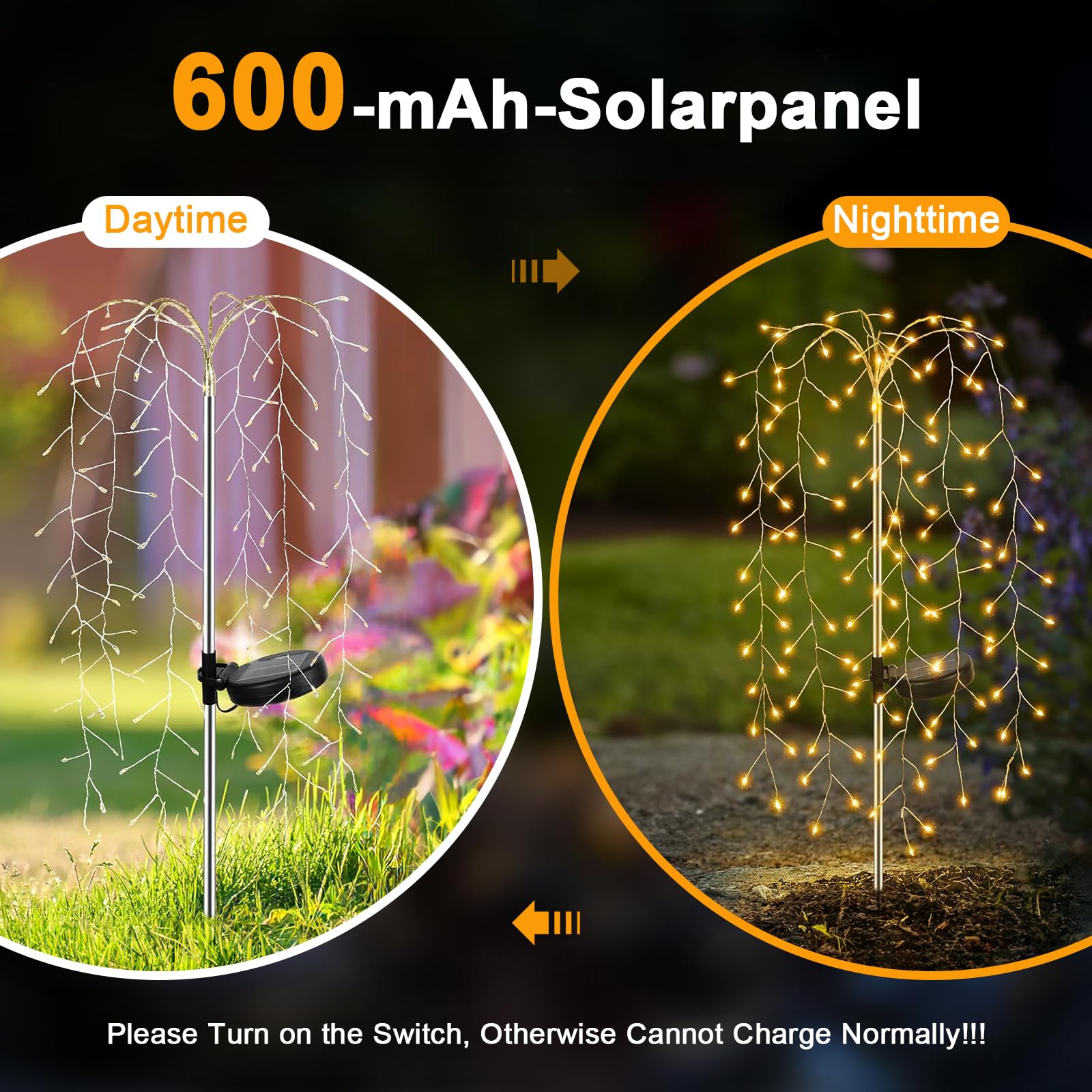 JIMACRO Zonne-Energie Wilgenboom Buitenverlichting - 2 Stuks, 240 LEDs, 8 Modi, Waterdicht - Tuindecoratie