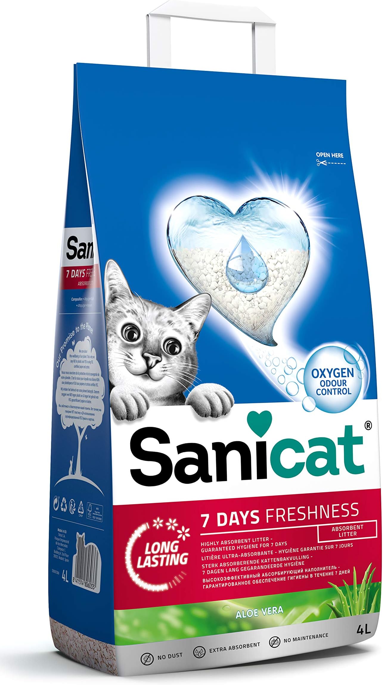 Classic cat litter with Aloe Vera | 7-day odour control | Fast absorption | product for your pet’s hygiene | Keep Your Home Clean | 4L capacity