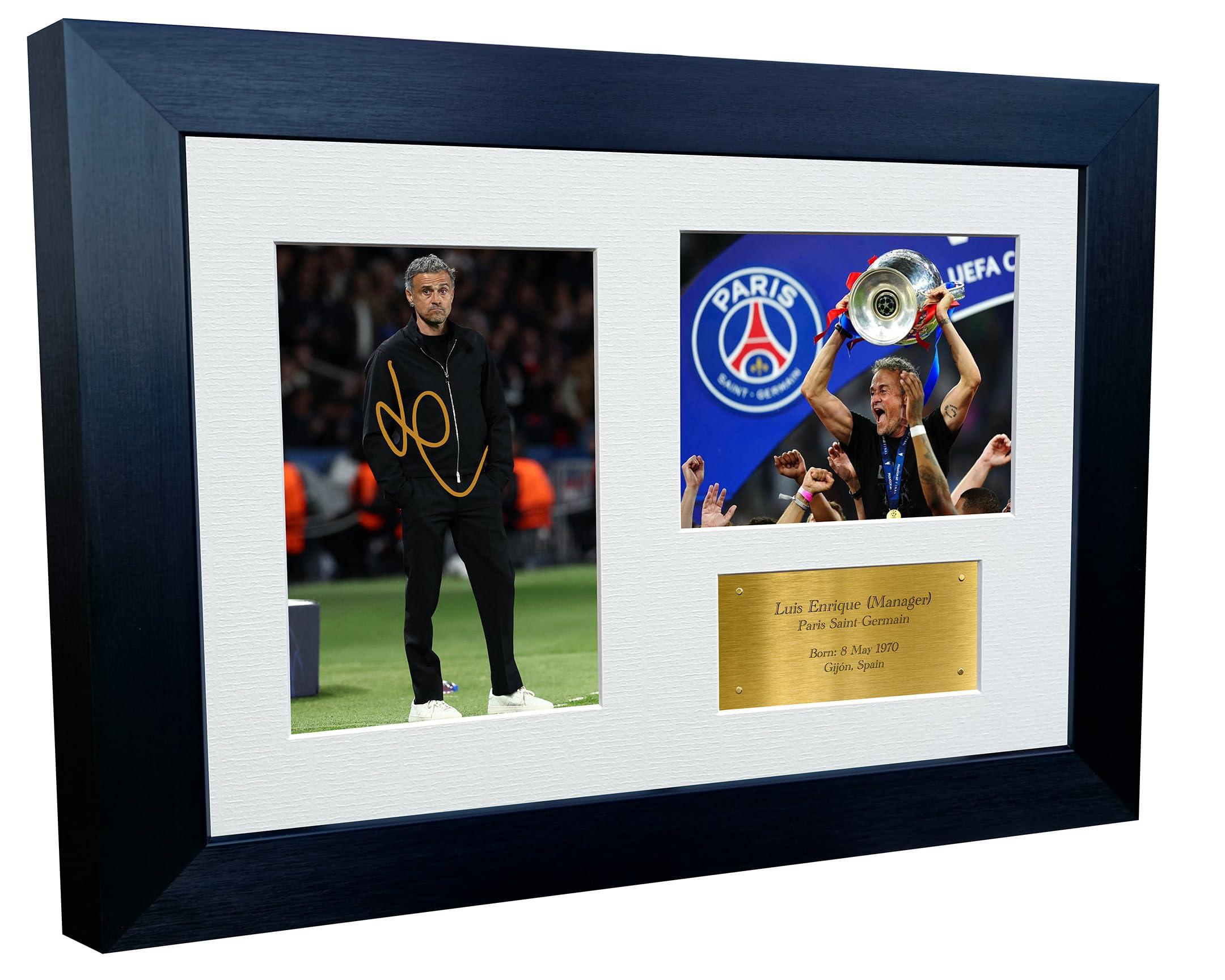 Cadre photo A4 dédicacé de Luis Enrique Paris Saint-Germain PSG Champions League 2025 30,5 x 20,3 cm avec autographe