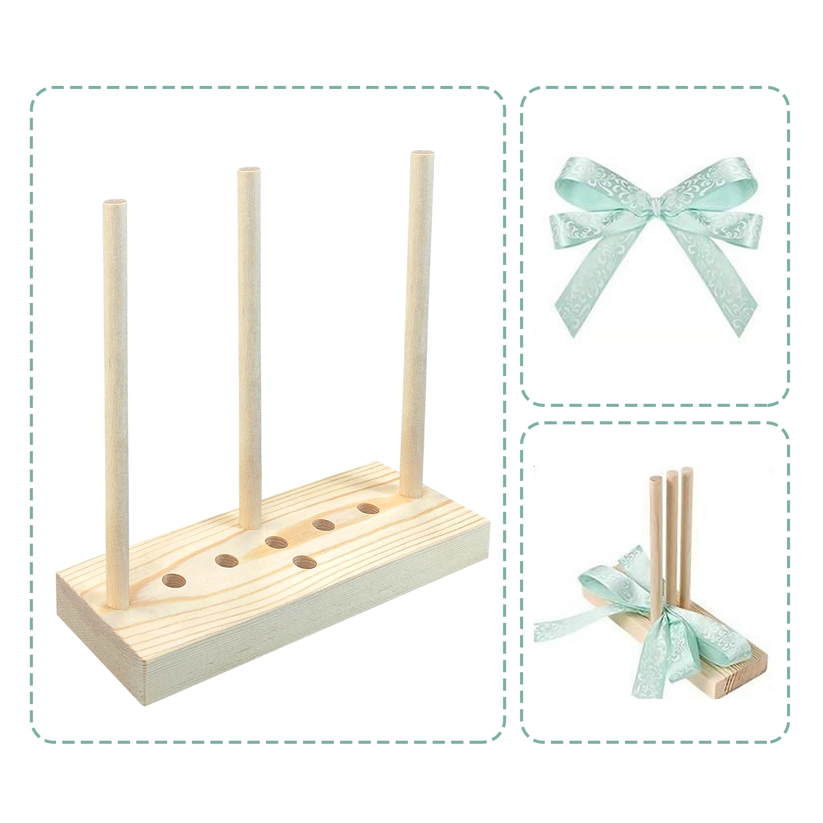 Wooden Bow Maker Tool With Adjustable Sticks - DIY Ribbon Bow Maker For Wreaths, Gifts & Party Decor