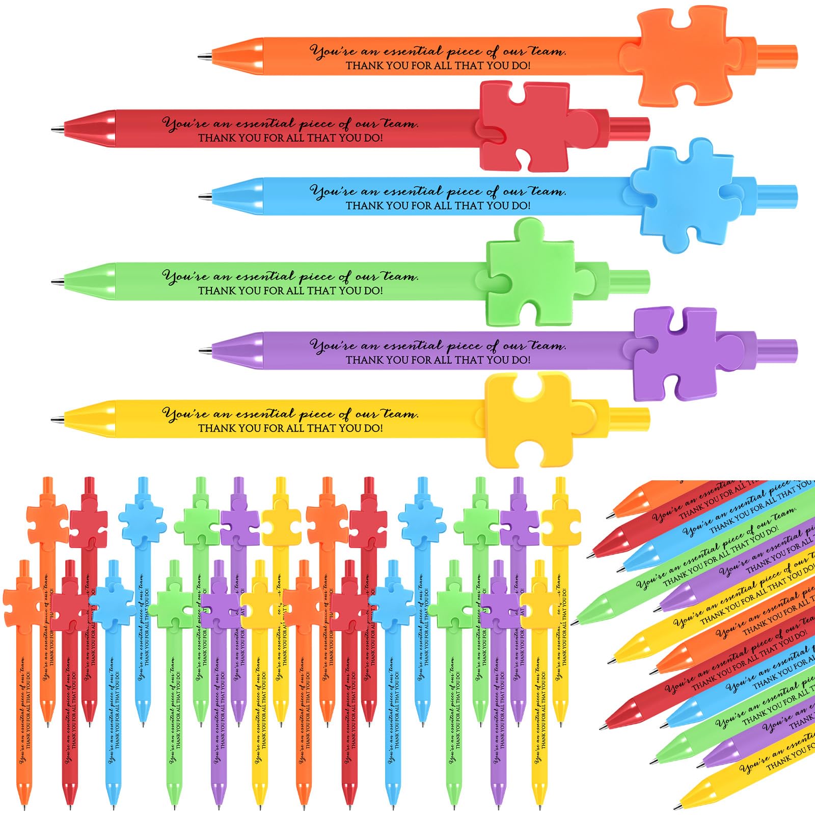Eaasty 48 Pcs Employee Appreciation Gifts Bulk Inspirational Puzzle Pens Thank You Ballpoint Pens for Coworkers Staff Team Teacher Nurse Group Member