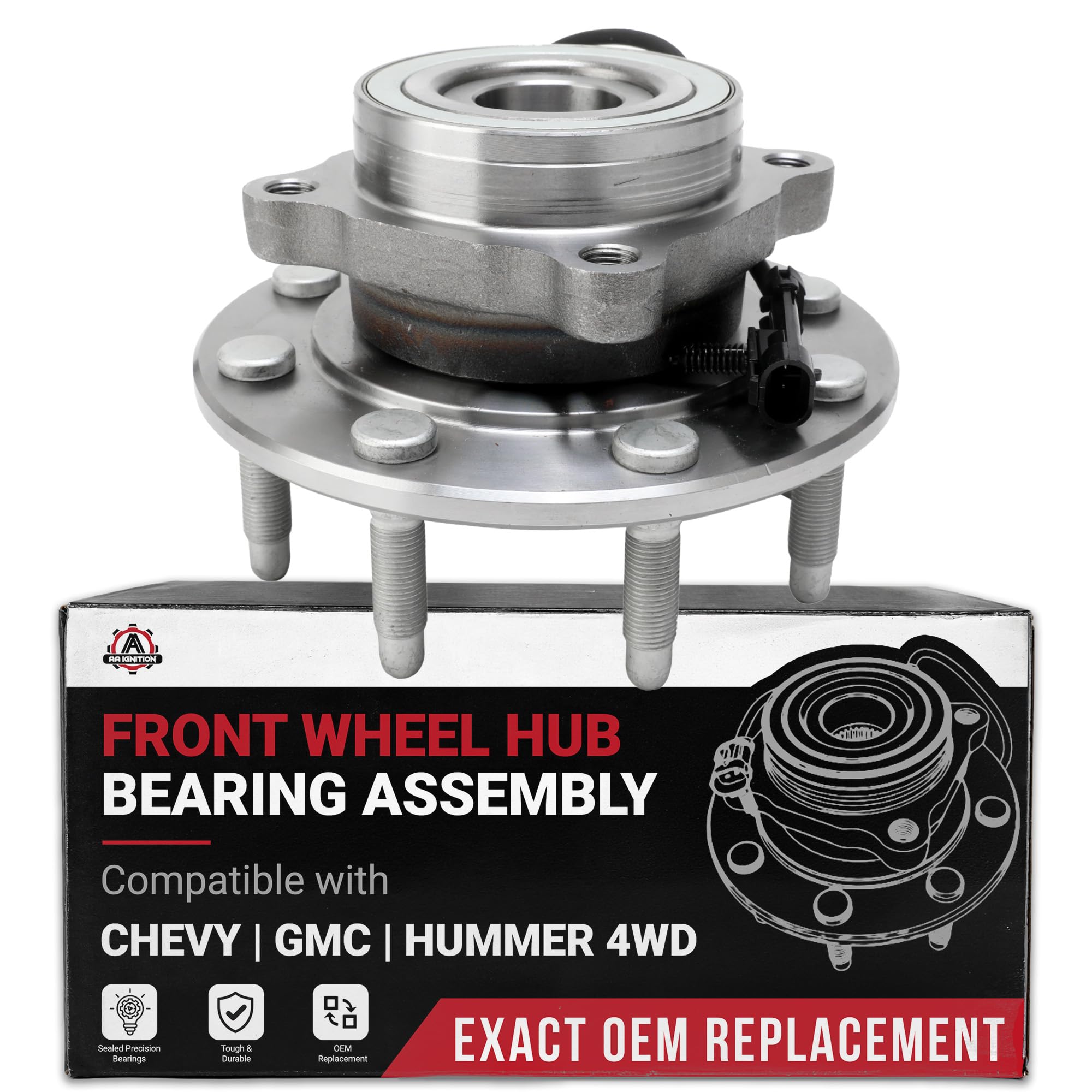 Front Wheel Bearing and Hub Assembly - Compatible with Chevrolet, GMC, Hummer - Rear Wheel Bearing - Replaces 515058, 89059059AA, 15042868, 15104582, 15112411-1999-2007