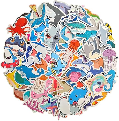 GYGYL - 100 calcomanías impermeables de animales marinos para niños para botellas de agua, laptop, computadora, automóvil, equipaje, taza, teléfono,