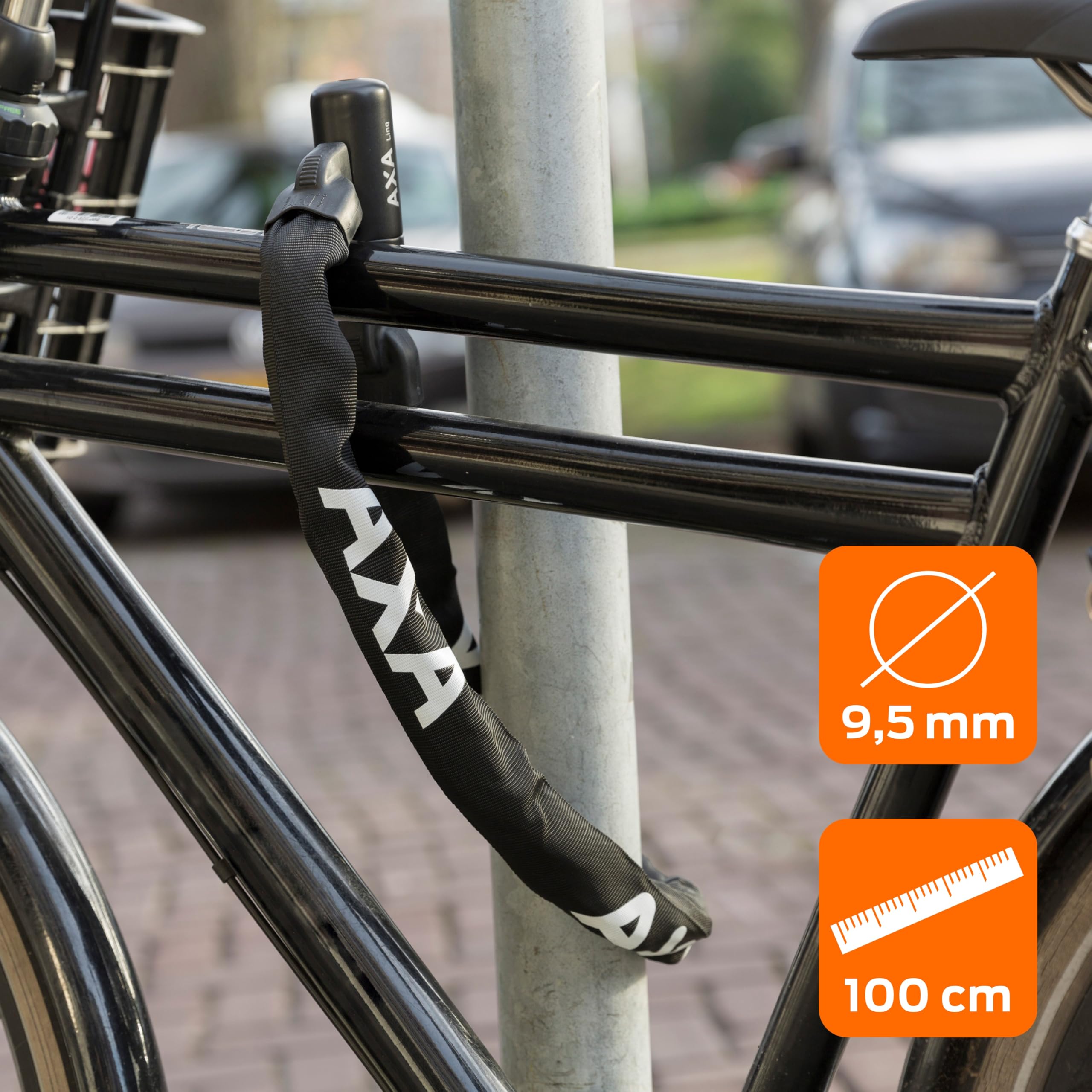 AXA Antivol à Chaîne Linq Pro ART-3 Noir 100 cm x 10 mm pour Vélo AXA Antivol à Chaîne Linq Pro ART-3 Noir 100 cm x 10 mm pour Vélo