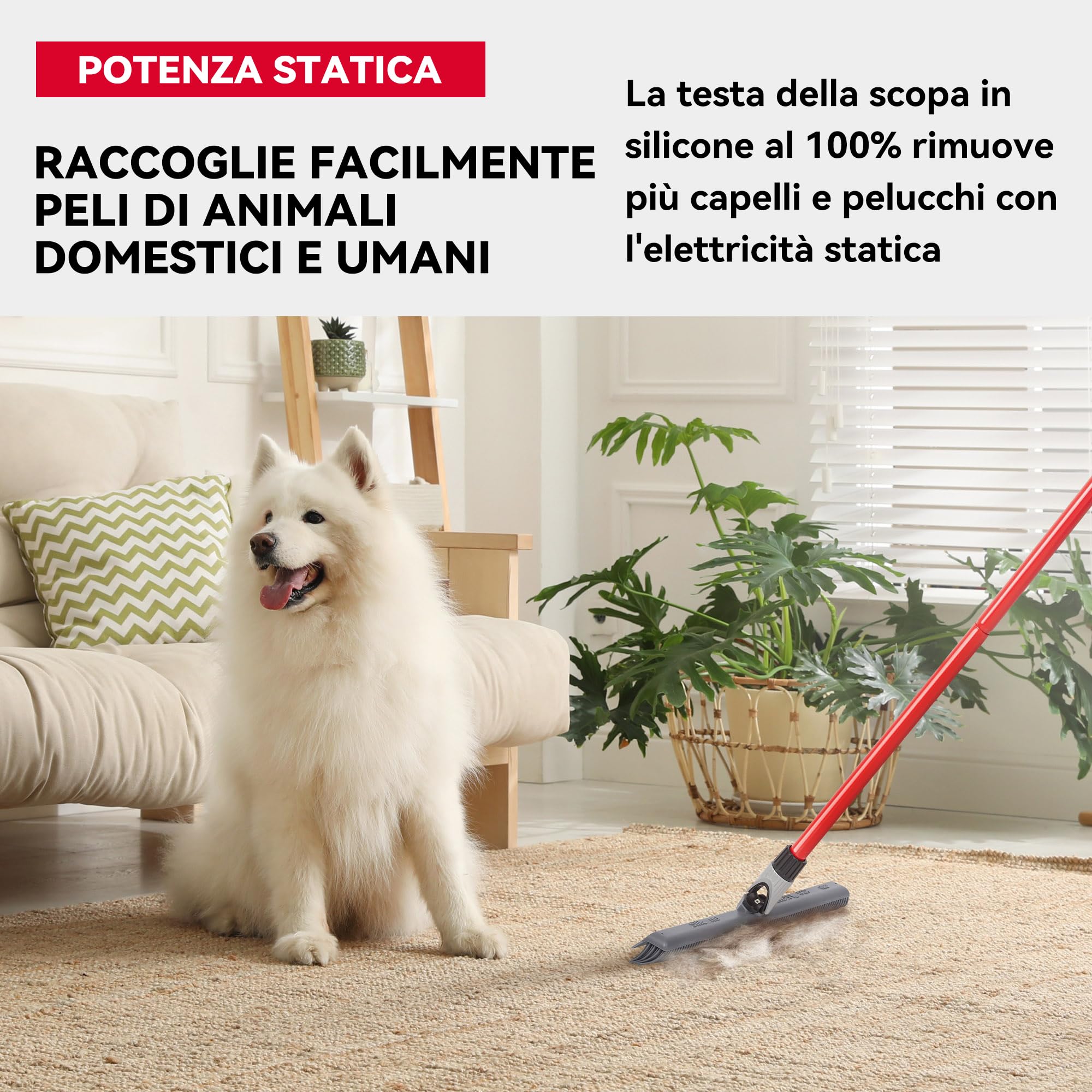 Tyroler 2 in 1 Tira Acqua & Scopa in Silicone per Pavimenti 40 cm Manico Antiruggine 140 cm Acciaio Inox