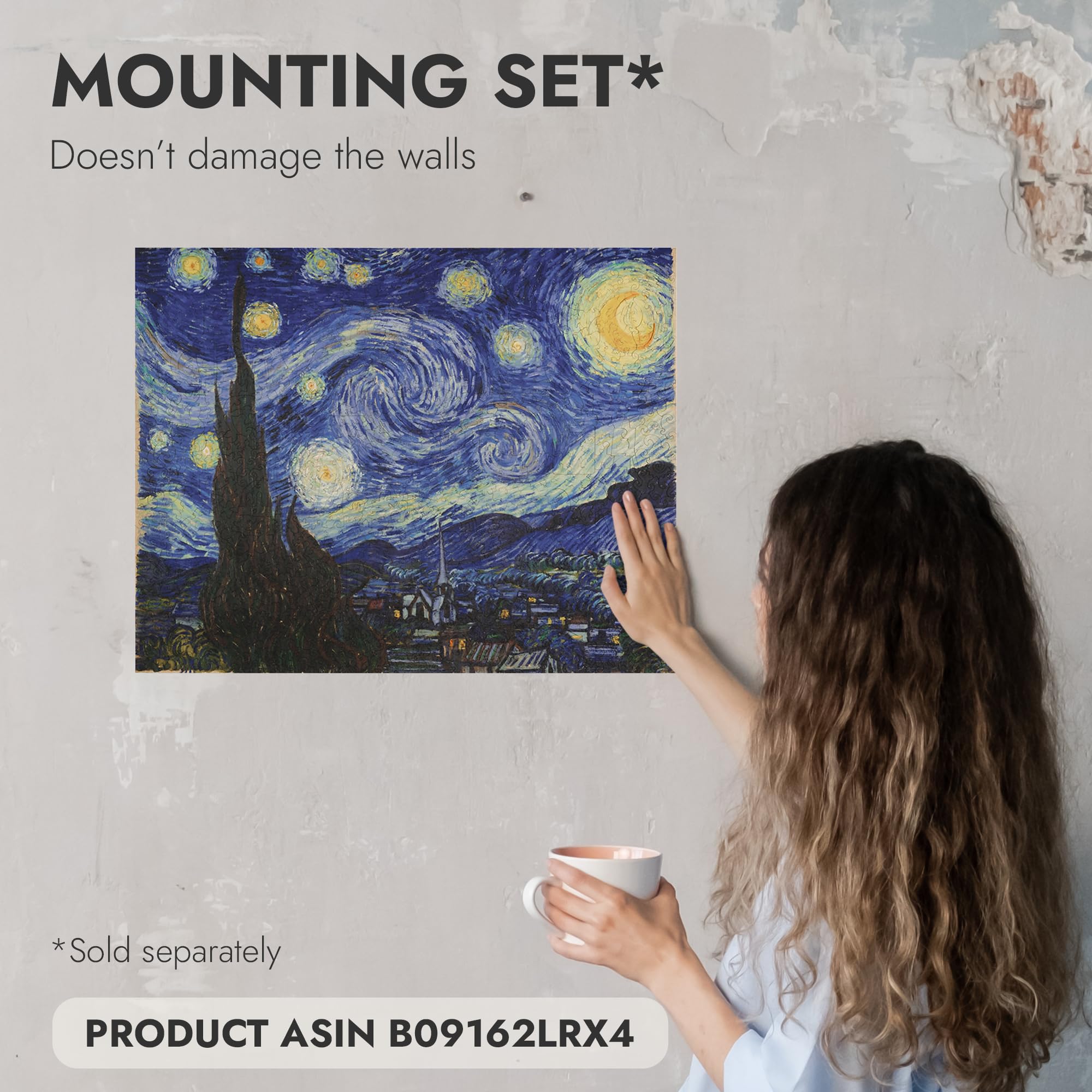 Puzzle In Legno UNIDRAGON – Notte Stellata Di Van Gogh, 1000 Pezzi, 44,4x56,1 Cm, Forme Uniche E Confezione Regalo