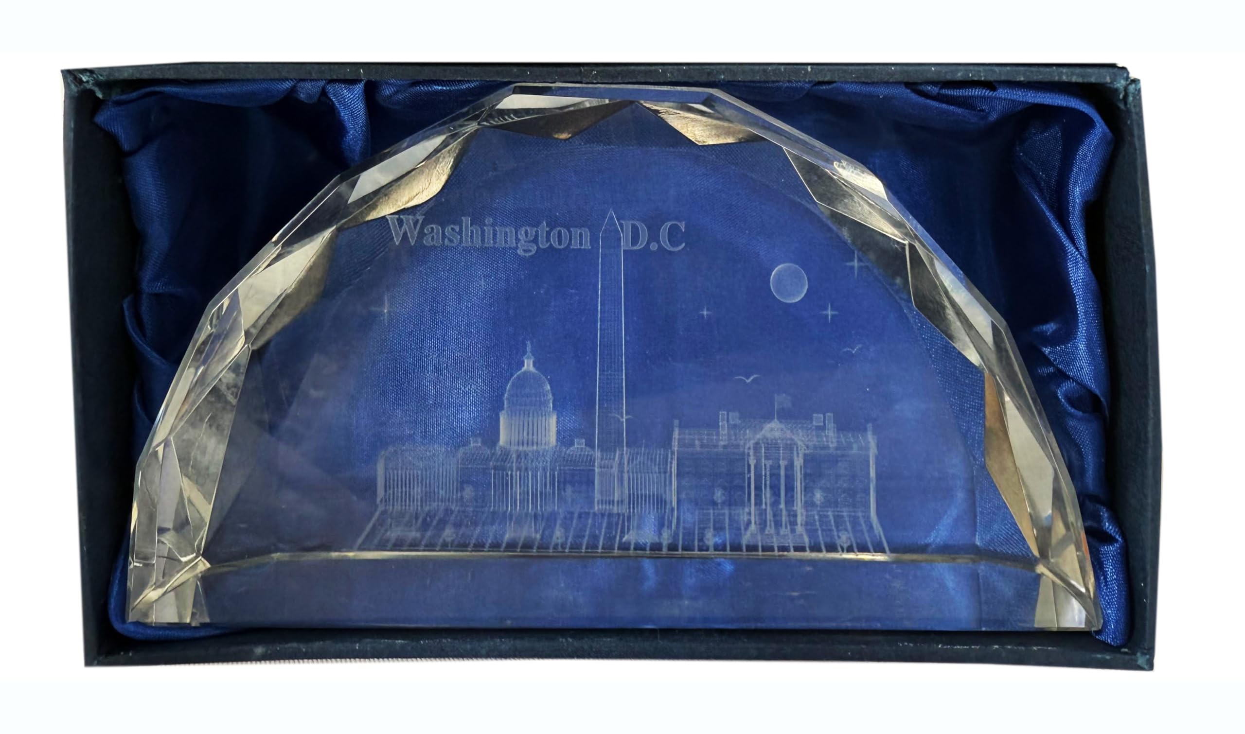 Fermacarte di lusso in cristallo Washington D.C. - Grande | iconici monumenti DC e skyline del paesaggio urbano | Elegante souvenir e decorazione per scrivania da ufficio