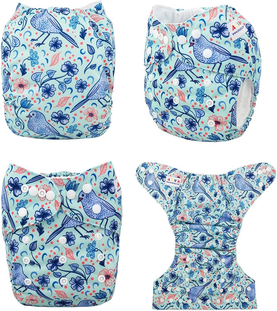 ALVABABY Pocket Cloth Diapers Reusable Washable Adjustable One Size for Baby Boys and Girls One Pack with 2 Inserts YD94