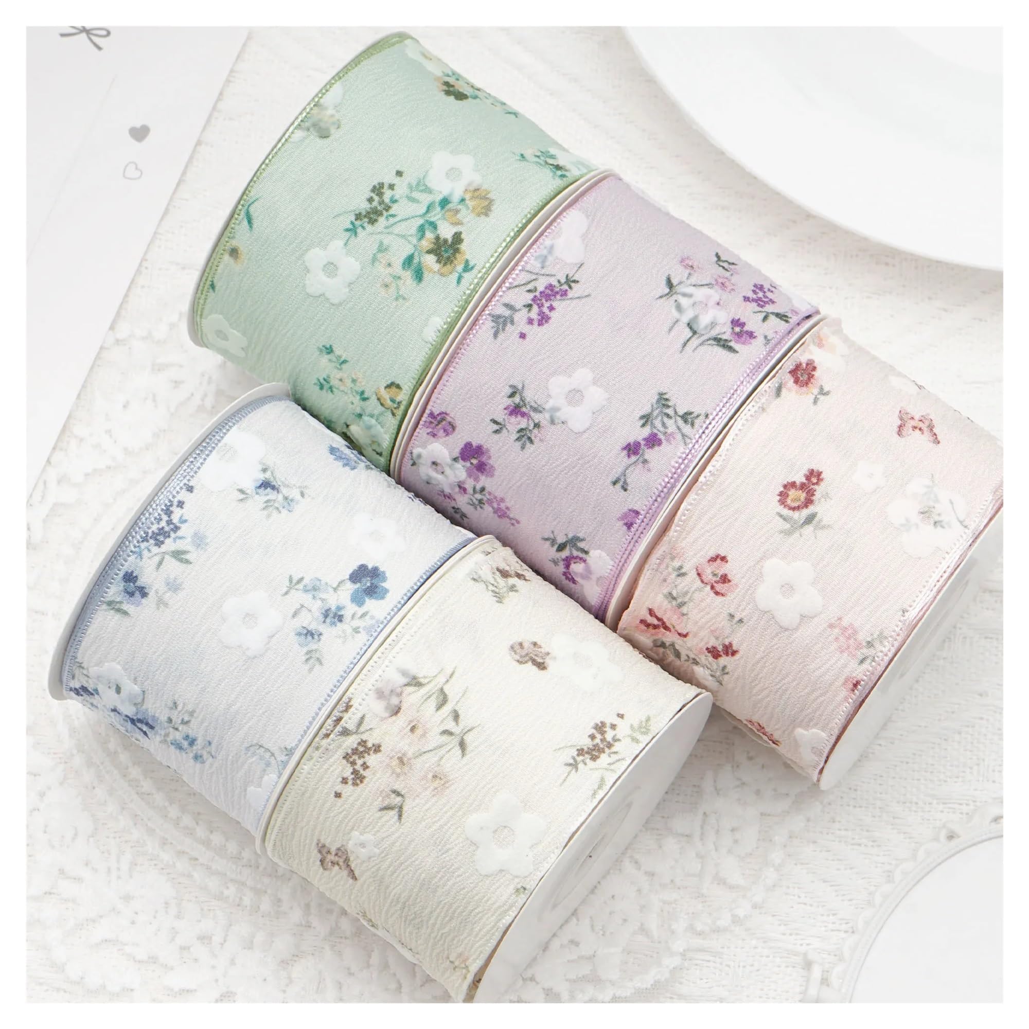 Ruban Fleuri Ruban imprimé floral 50 mm 10 yards