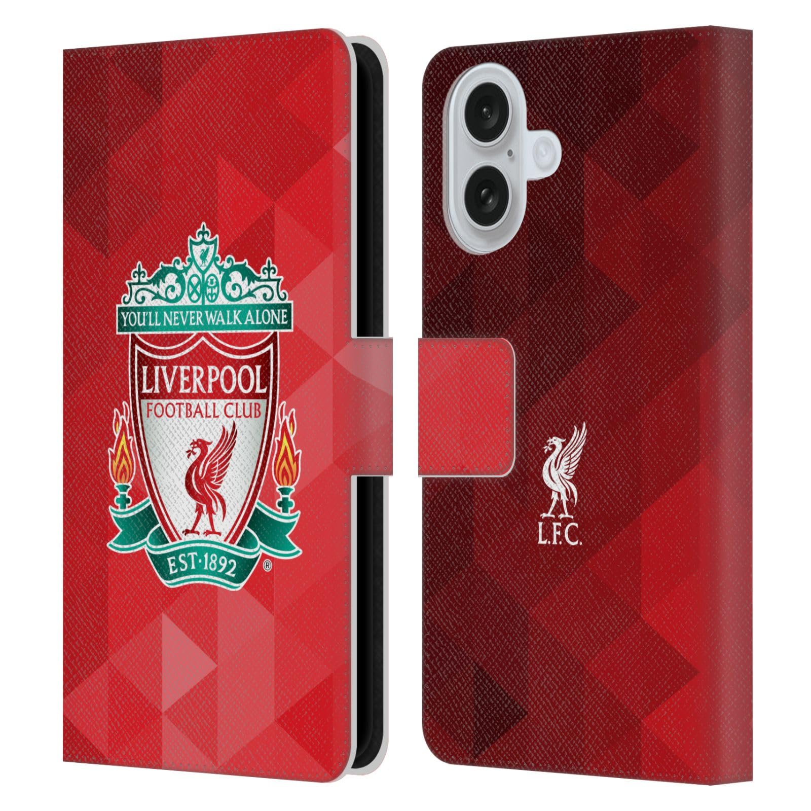 Head Case Designs Officially Licensed Liverpool Football Club Red Geometric 1 Crest 1 Leather Wallet Case Compatible With Apple iPhone 16