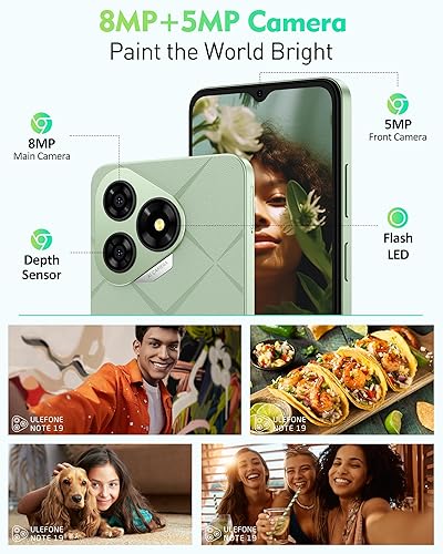 Miniatura 5 de Ulefone Note 19 (6+64GB) teléfono celular desbloqueado, Android 14 Go, Octa-core, 6.56 pulgadas HD+, 8MP+5MP, 5000mAh, Global 4G LTE, ranura para 3