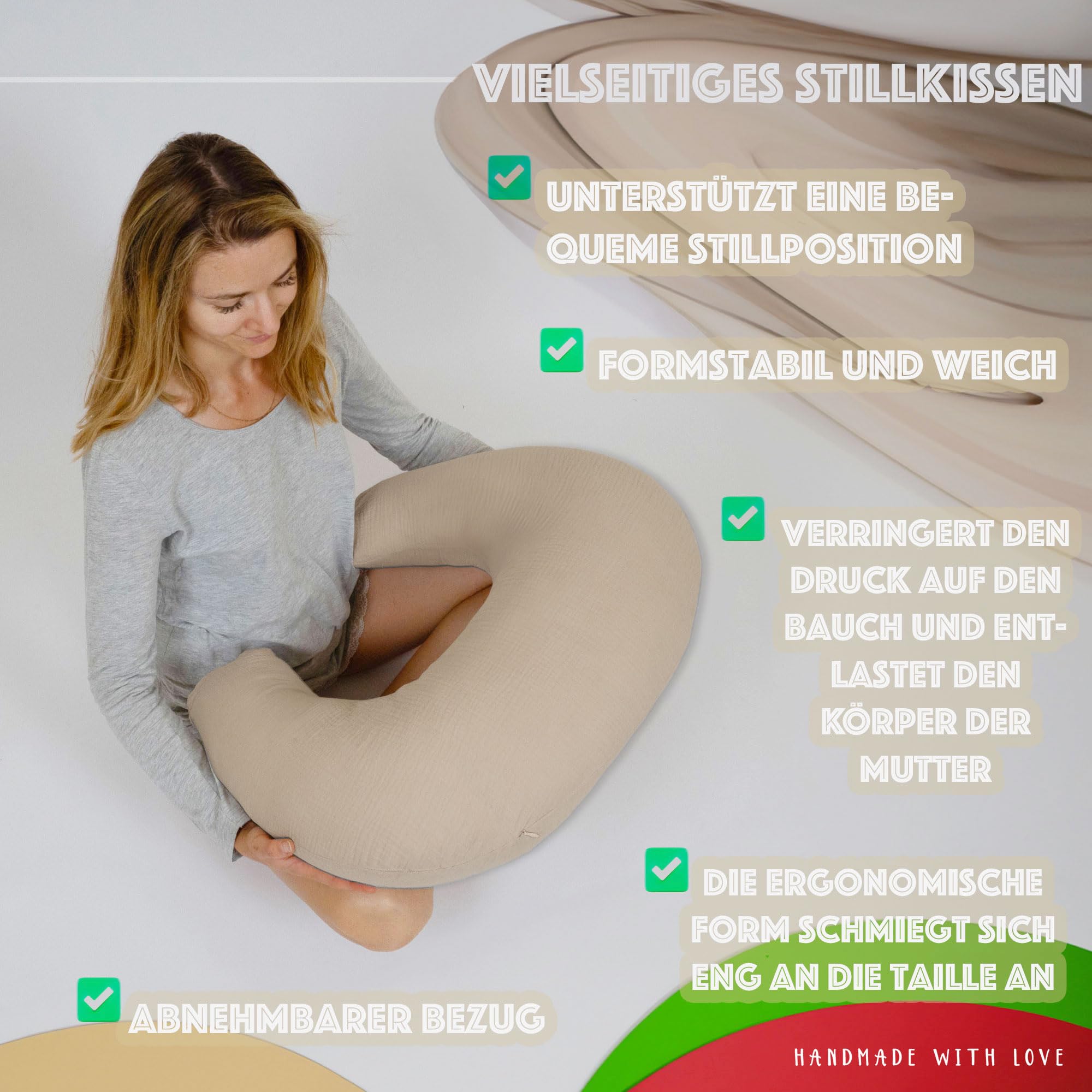 PaLulli® Mussola - Cuscino per allattamento, in 100% mussola, in cotone mussola, per allattamento, per bambini, traspirante e lavabile, colore: rosa