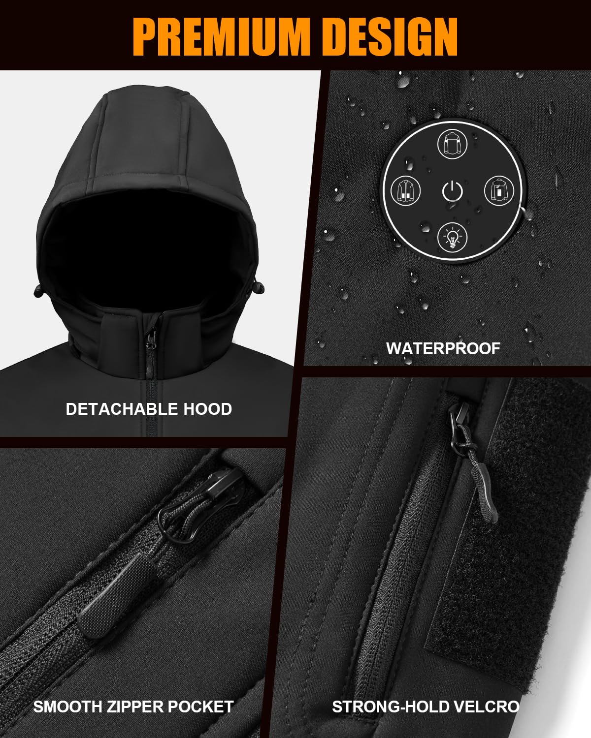 Veste Chauffante Femme avec Doublure Polaire et Brassard, Batterie 12000mAh 7.4V, 6 Zones de Chauffage & 3 Niveaux de Température, Veste D'hiver Imperméable Coupe-vent pour Ski et Chasse