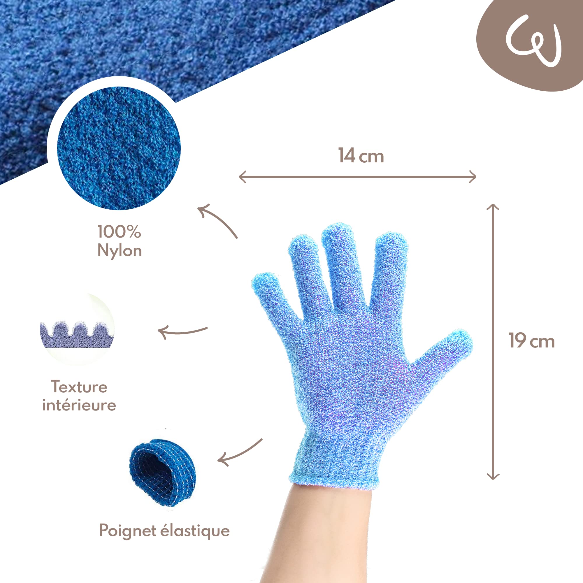 2x Gants Exfoliants Pour Le Corps | Gommage Et Gant De Crin | Gant De Toilette Adulte - WE COSMETIC (Medium Exfoliation)