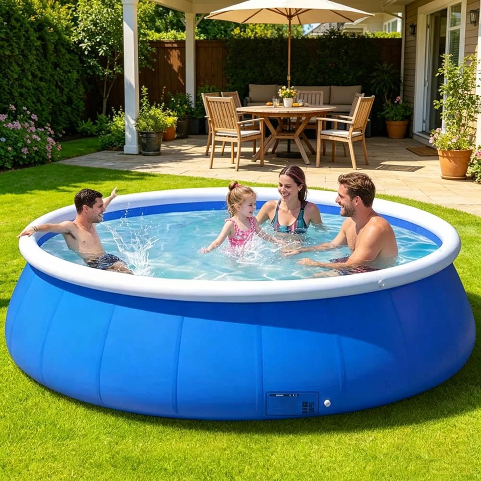 Kiddie Pool Oversized Thickened Blowup Pool for Adults, Piscina para Patio for Childen Adults,Blue