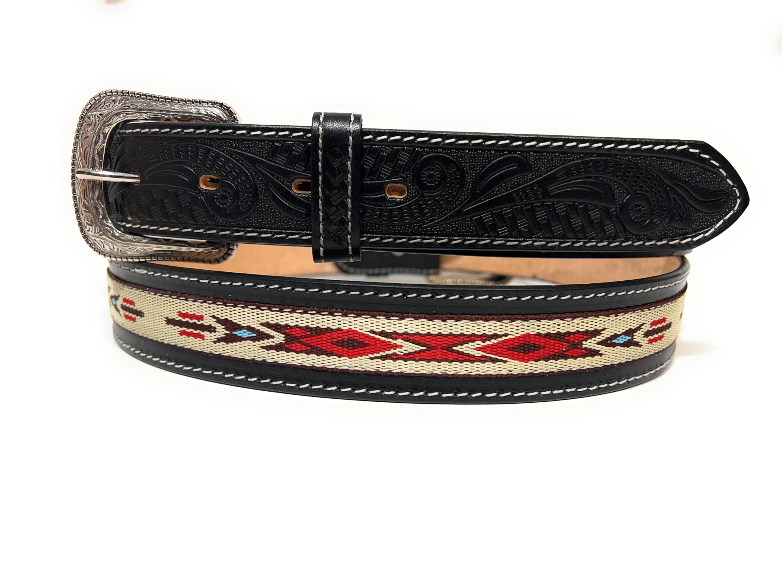 Generic Men's Heavy Duty Genuine Leather Western Casual or Work Belt, South Western Style Cowboy Rodeo Leather Belt