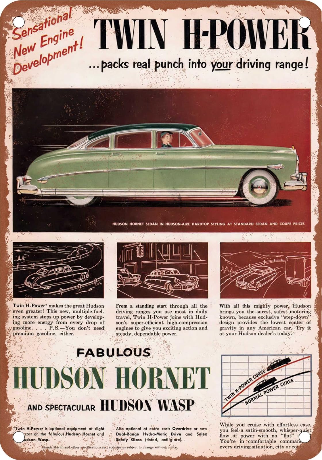 METAL SIGN - 1953 Hudson Vintage Ad 01 - Old Retro Rusty Look home decor