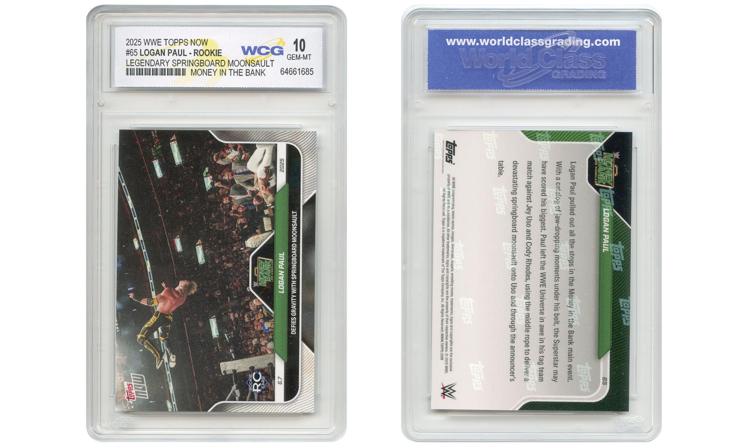 Amazon.com: 2025 WWE Topps Now Wrestling Logan Paul Rookie Card RC #65