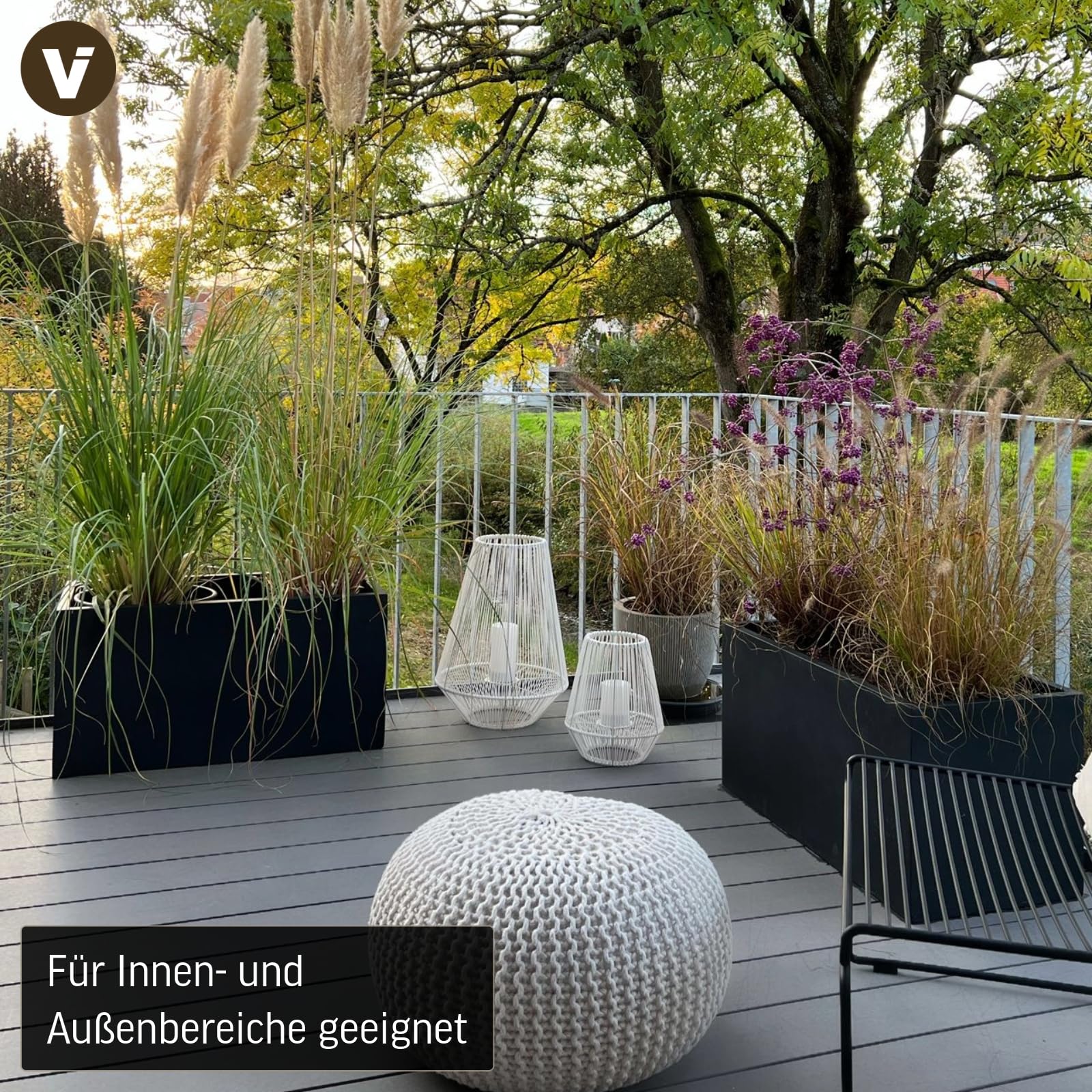 VIVANNO Pflanzkübel Pflanztrog Blumentrog Fiberglas Anthrazit Maxi 40x80x40