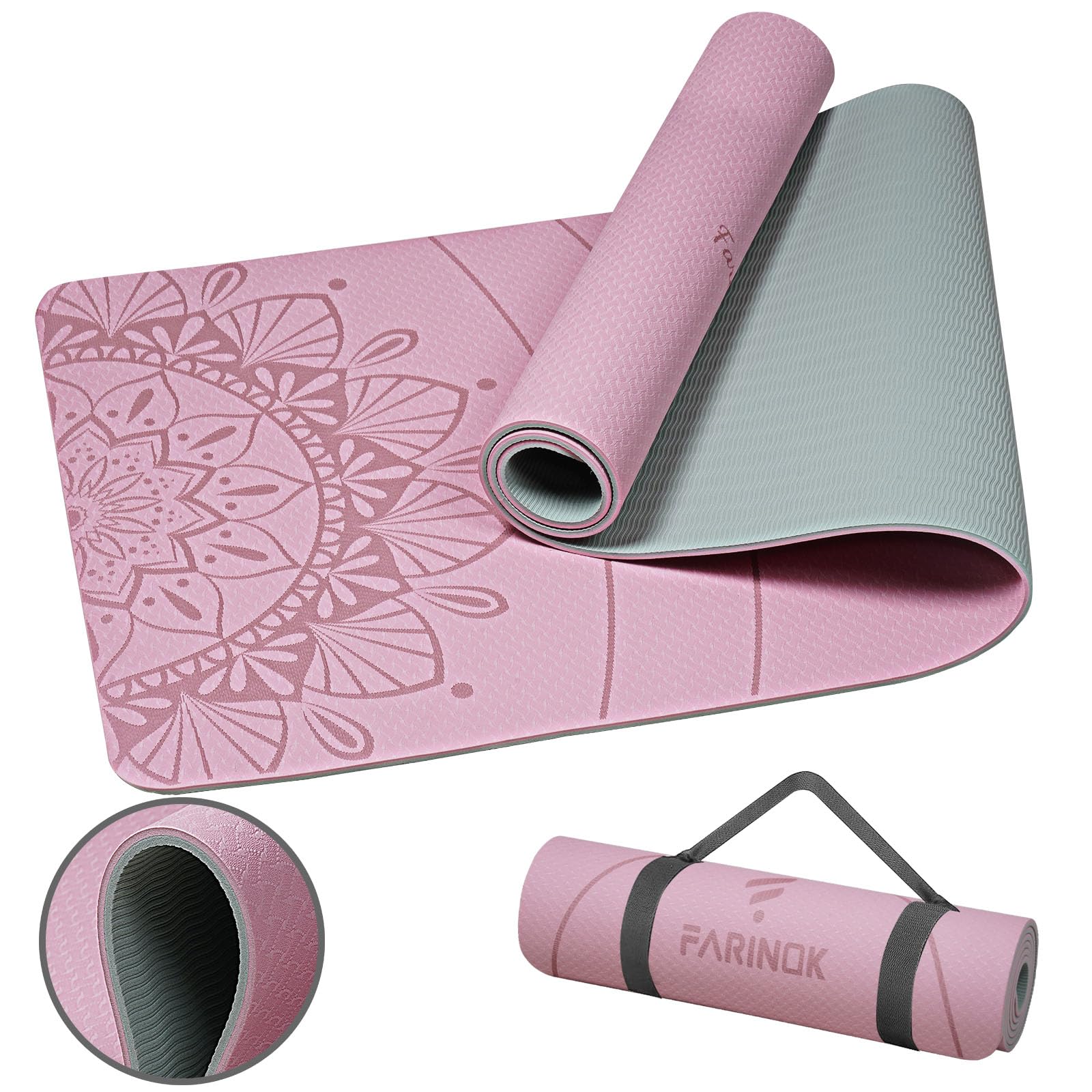 Yoga Mat Extra Thick 9MM High Density Exercise Mats Non Slip for Home Workout Pilates Mat with Strap