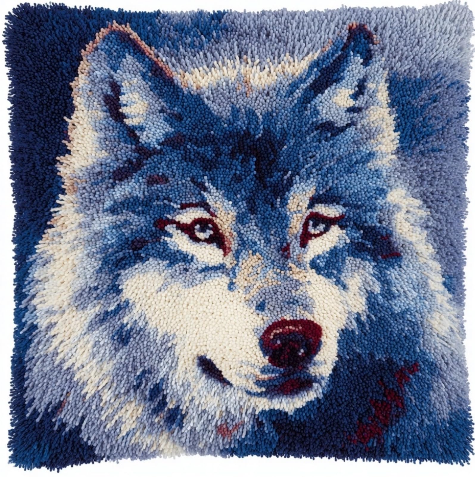 WallustrioaW Latch Hook Cushion Kit 43x43cm,Animal Wolf