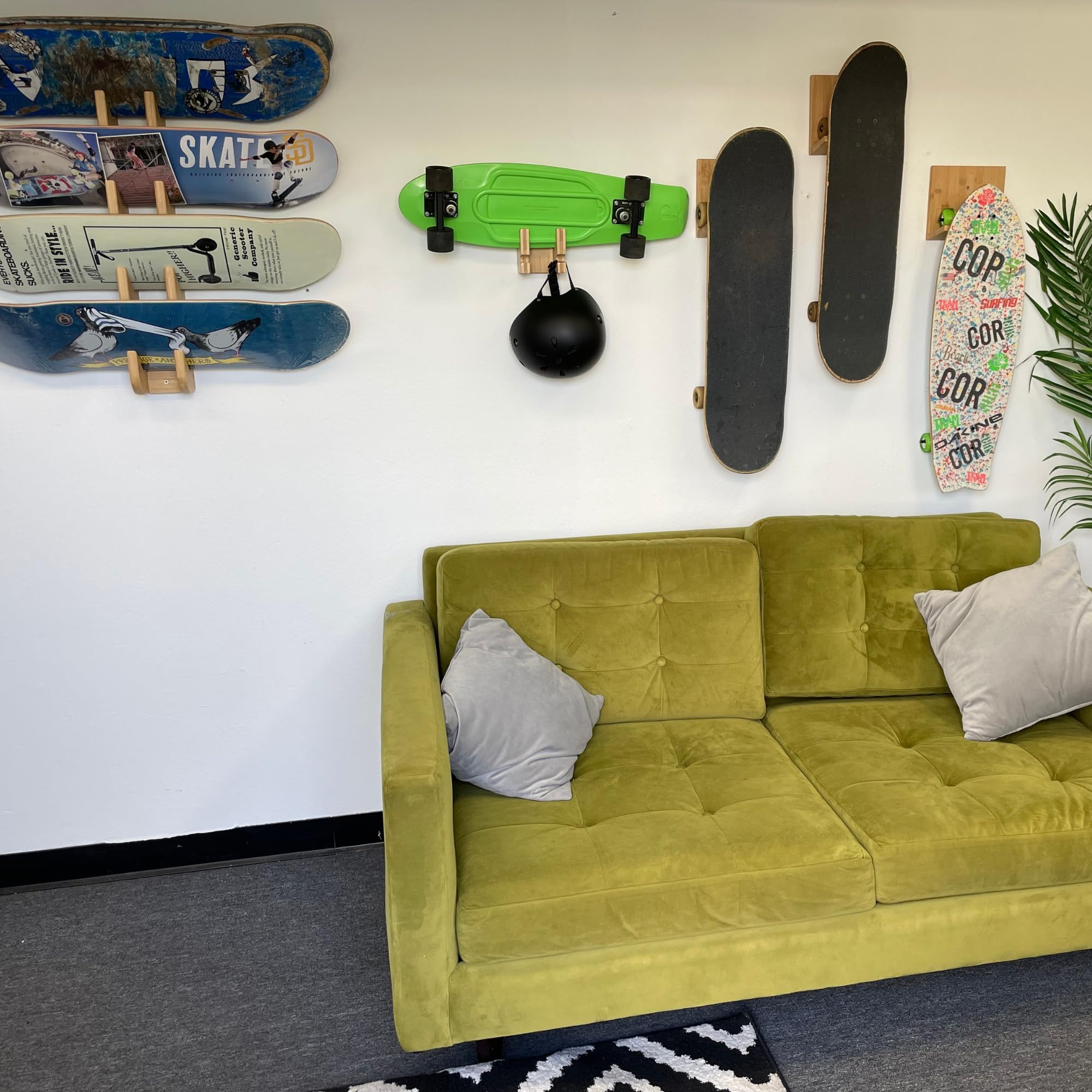 Porta Skateboard Da Parete - Gancio Per Snowboard, Longboard E Pattini - 2 Paia - Facile Montaggio - Foto 12