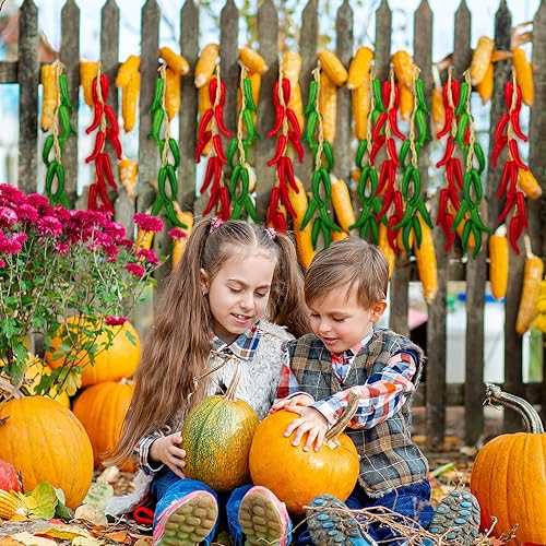 Miniatura 6 de Sotiff 4 piezas de decoraciones de chile y pimienta, cuerda de ají mexicana, decoración de cocina mexicana, para colgar en la pared, verdura