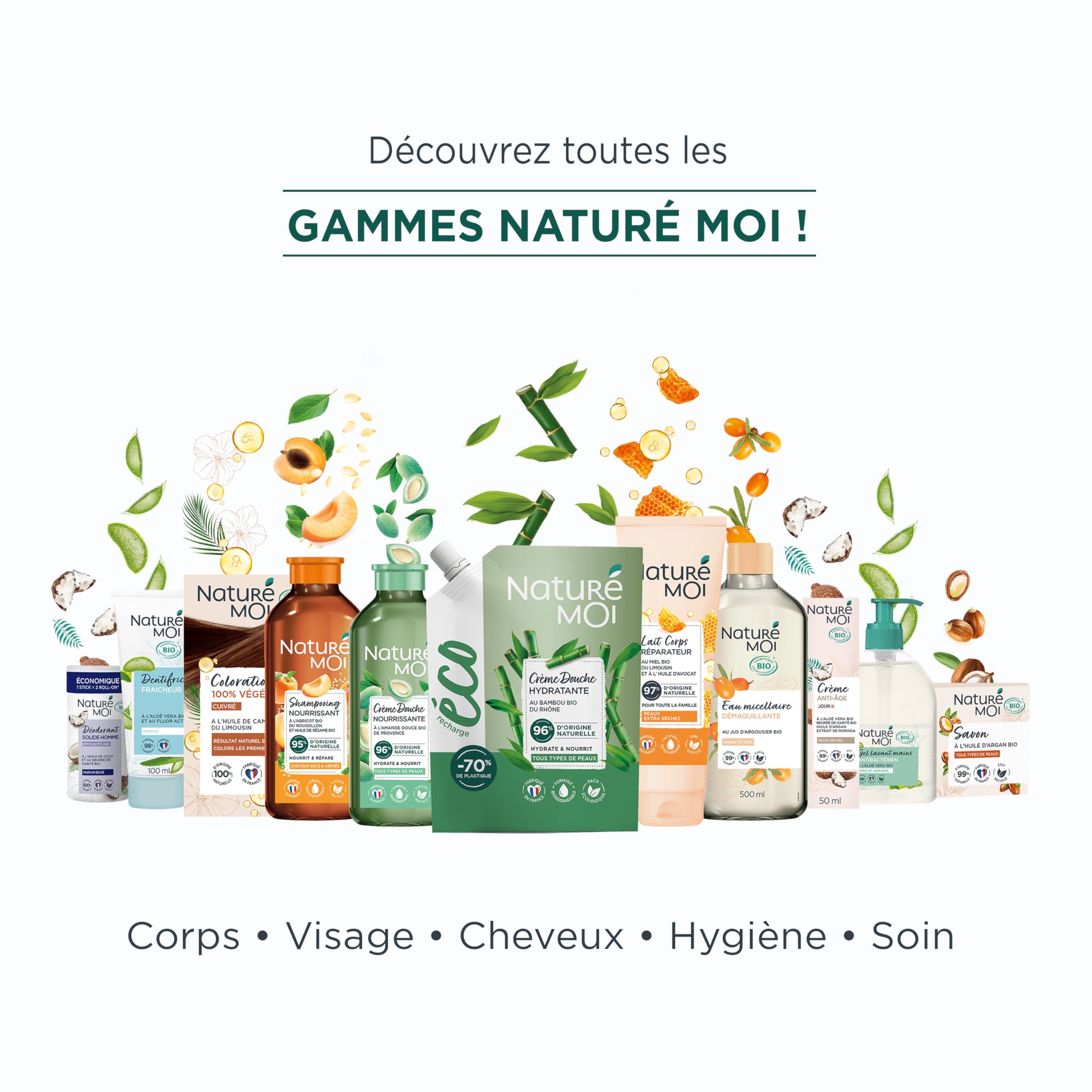 Naturé Moi - Gel nettoyant visage - Nettoyant visage Fraîcheur - Soin visage à l'Aloe Vera Bio - 98% d'Origine Naturelle - 150 ml - Fabriqué en France