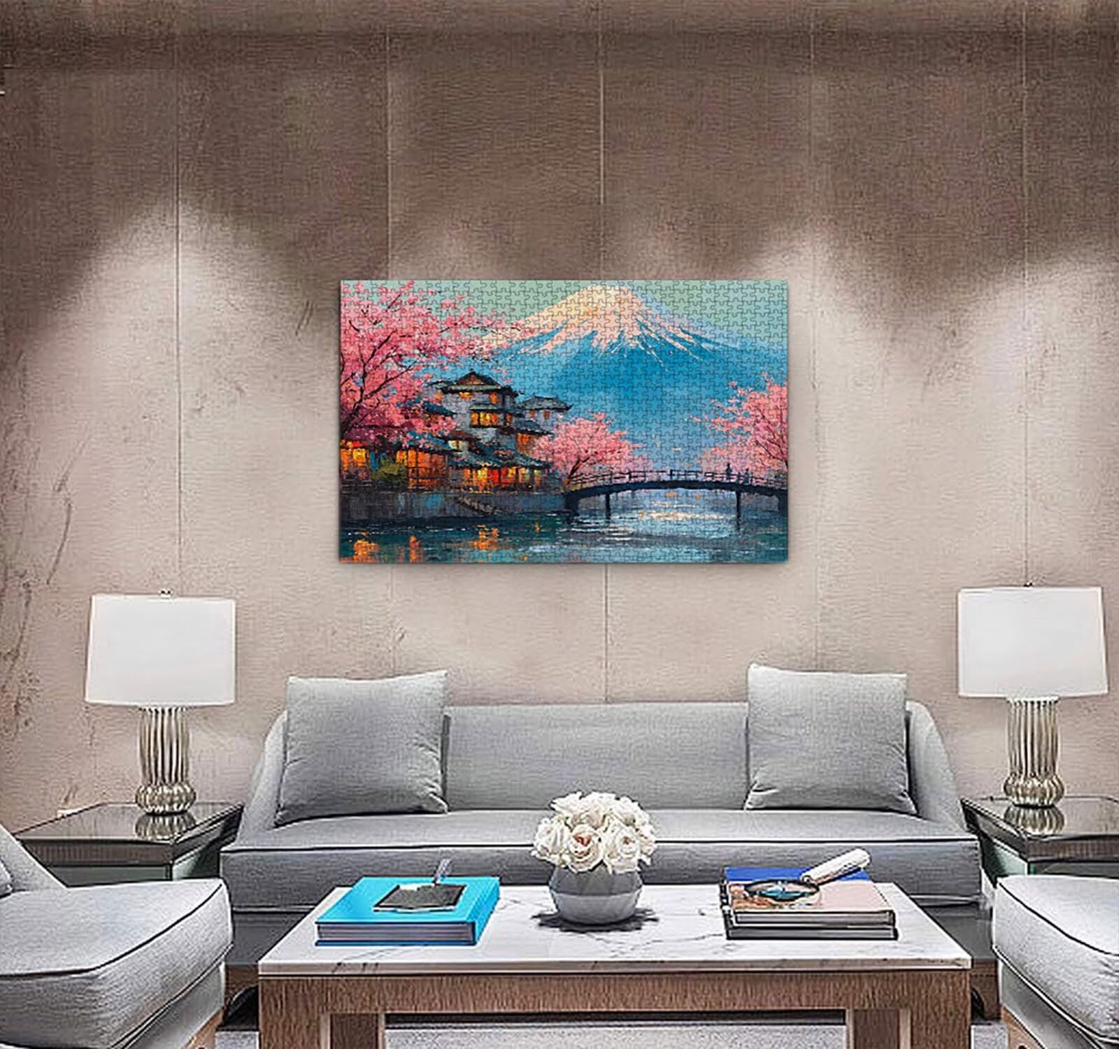 Puzzle 1000 elementów dla dorosłych, puzzle Sakura Góra Fuji Artystyczne Puzzle, rodzinne kreatywne hobby dla dorosłych, najwyższej jakości drewniana układanka, do gry edukacyjnej wyzwanie zabawki
