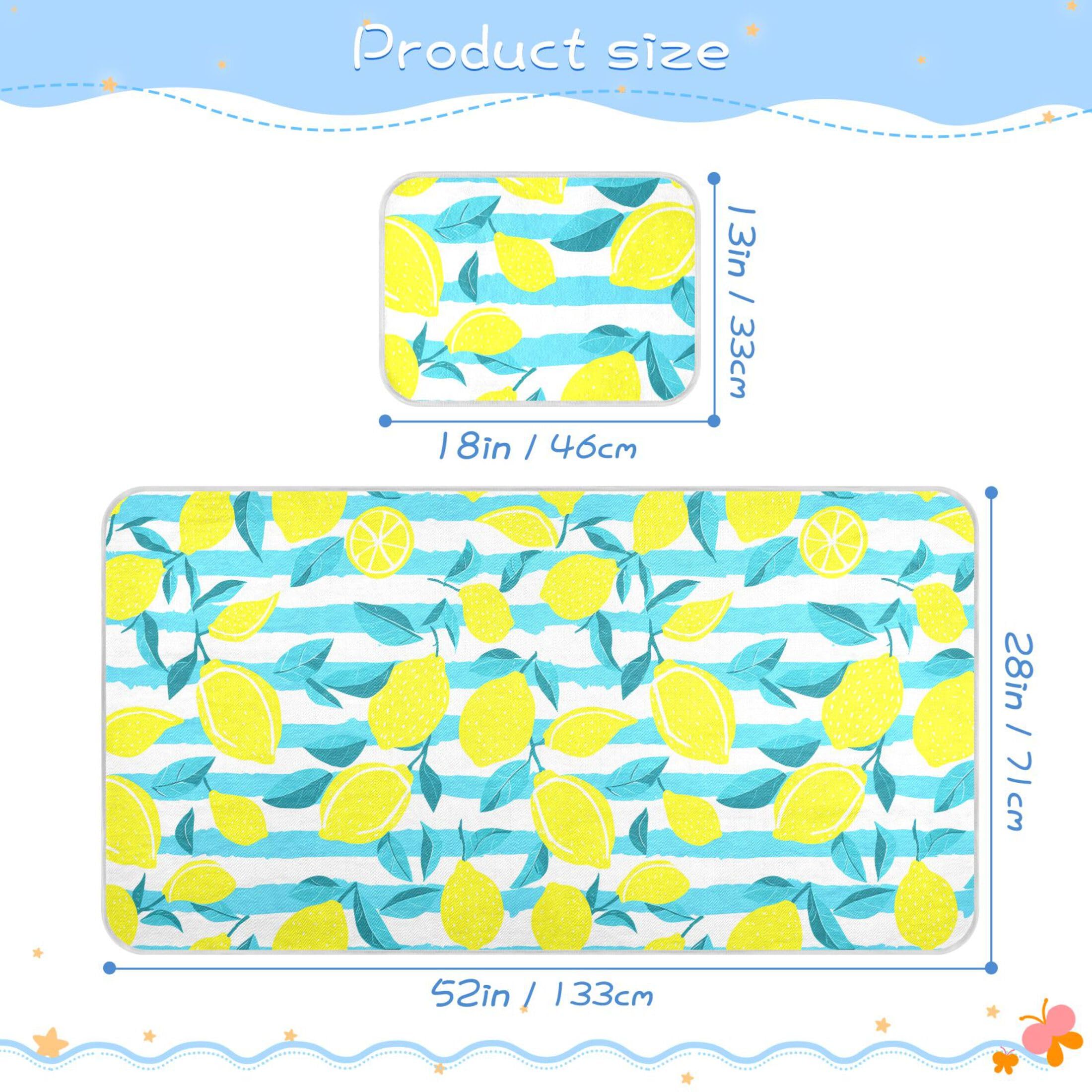 Takiito Lemons Baby Cooling Mattress Pad, Soft & Breathable Cooling Mat Keep Baby Cool in Summer 28x52 in, Nursery Essential