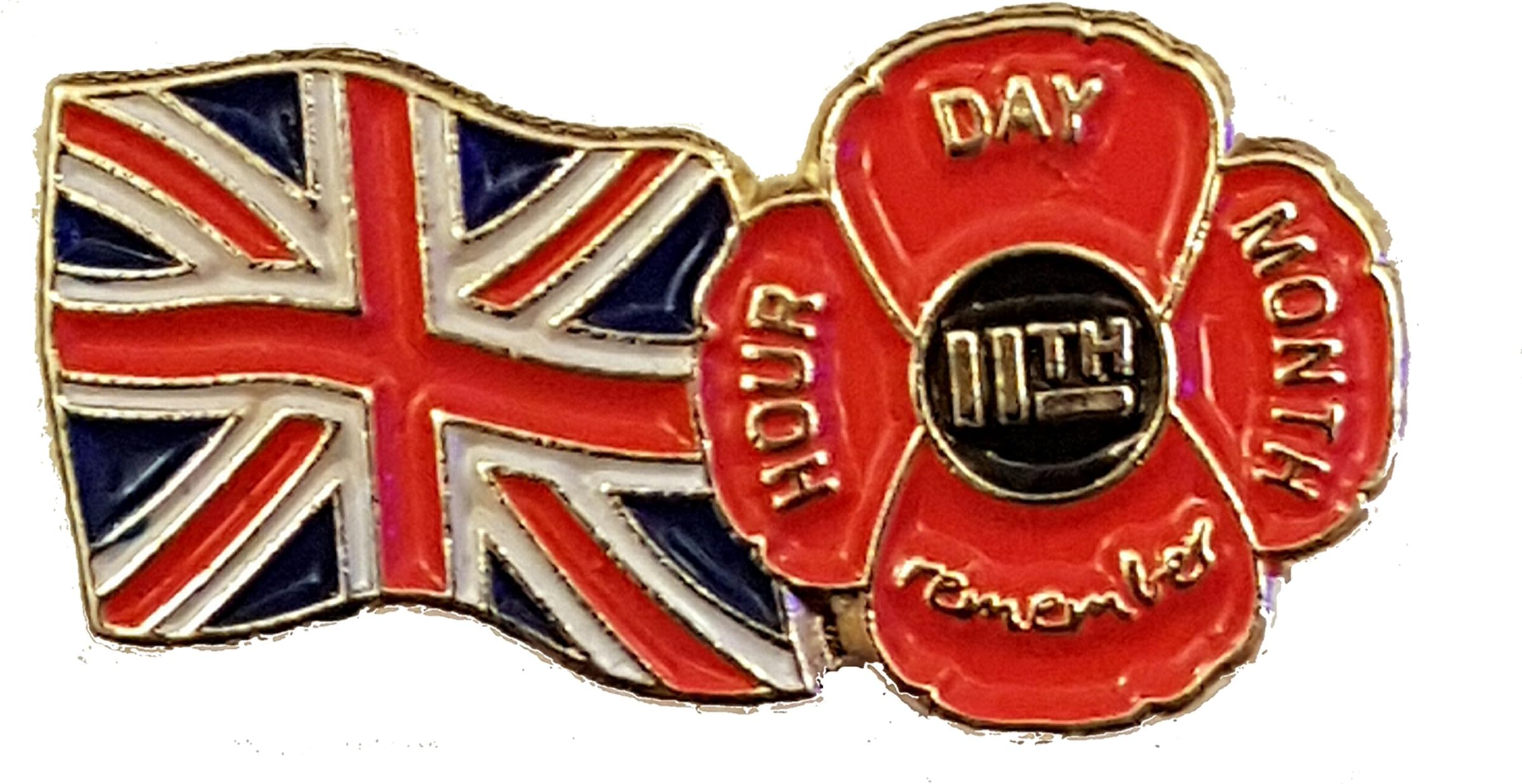 BadgesRed Flower Union Flag Pin Badge